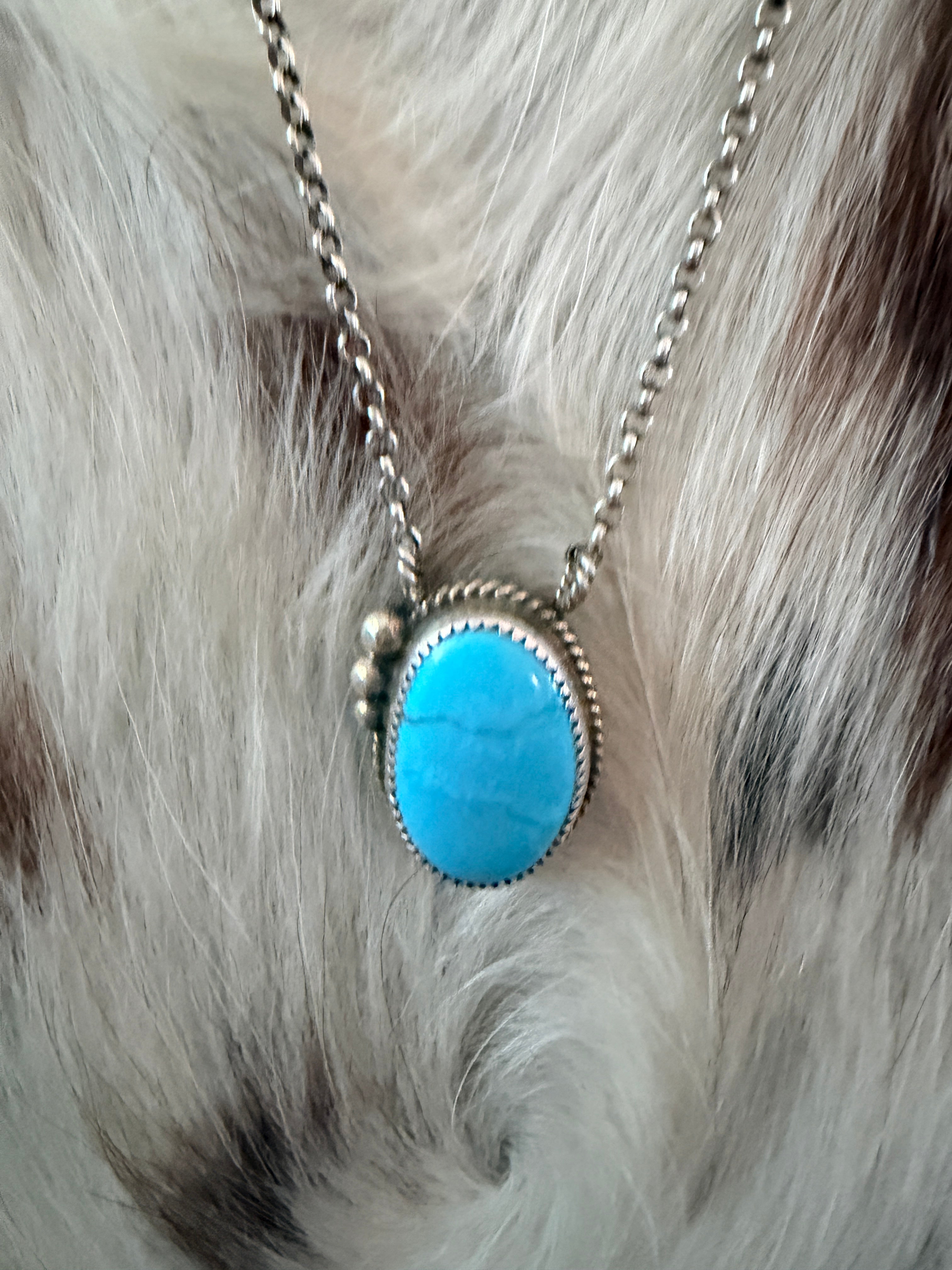 Handmade Sterling Silver & Kingman Turquoise Necklace
