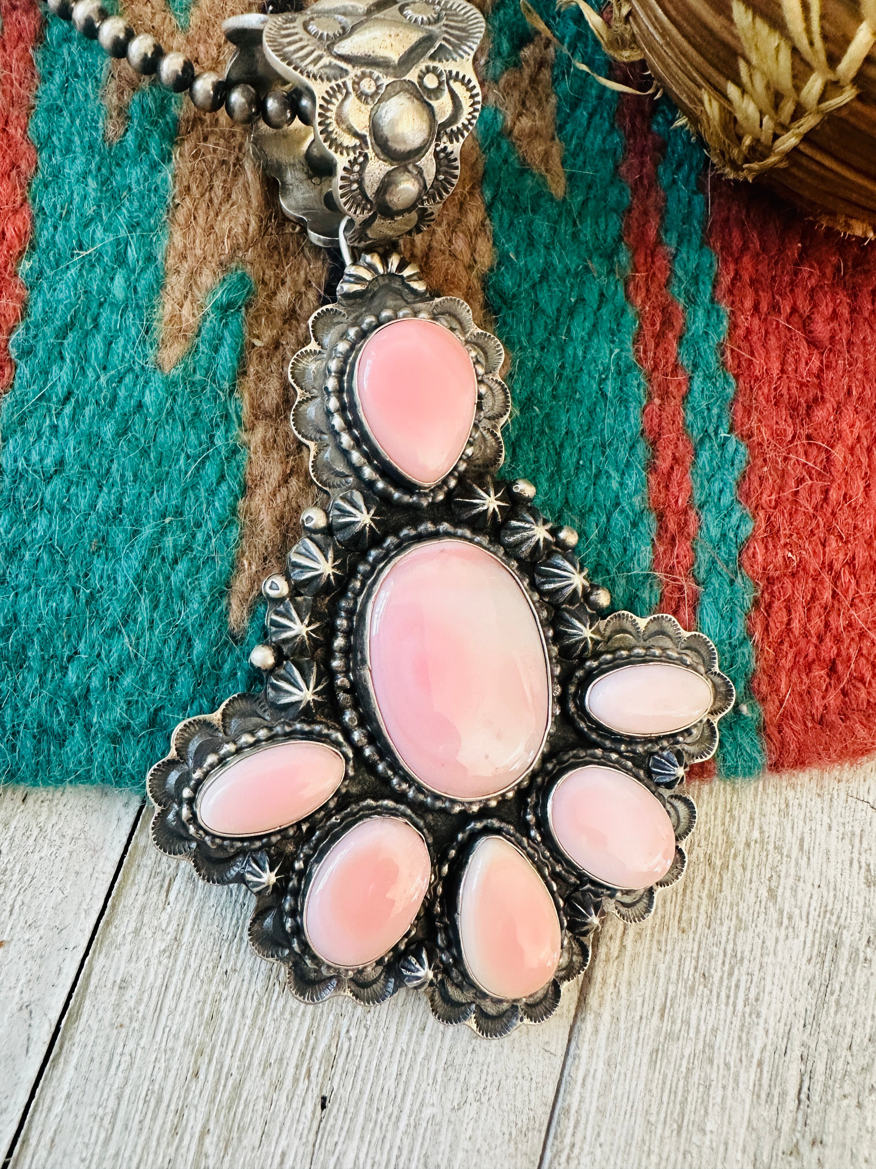 Handcrafted Sterling Silver & Queen Pink Conch Pendant by Shawn Cayatineto