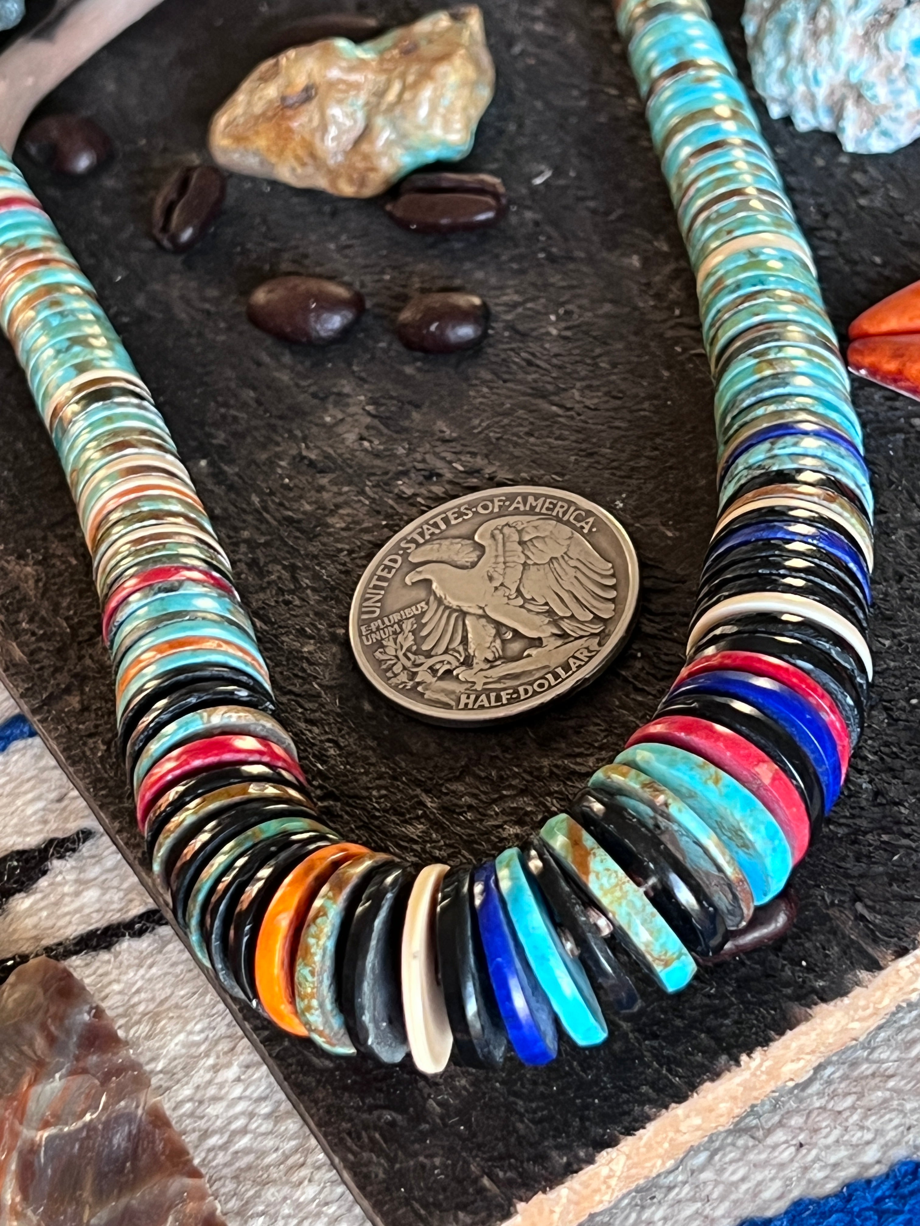 Ronald Chavez Handcrafted Multistone Heishi Beaded Santo Domingo Necklace, #2