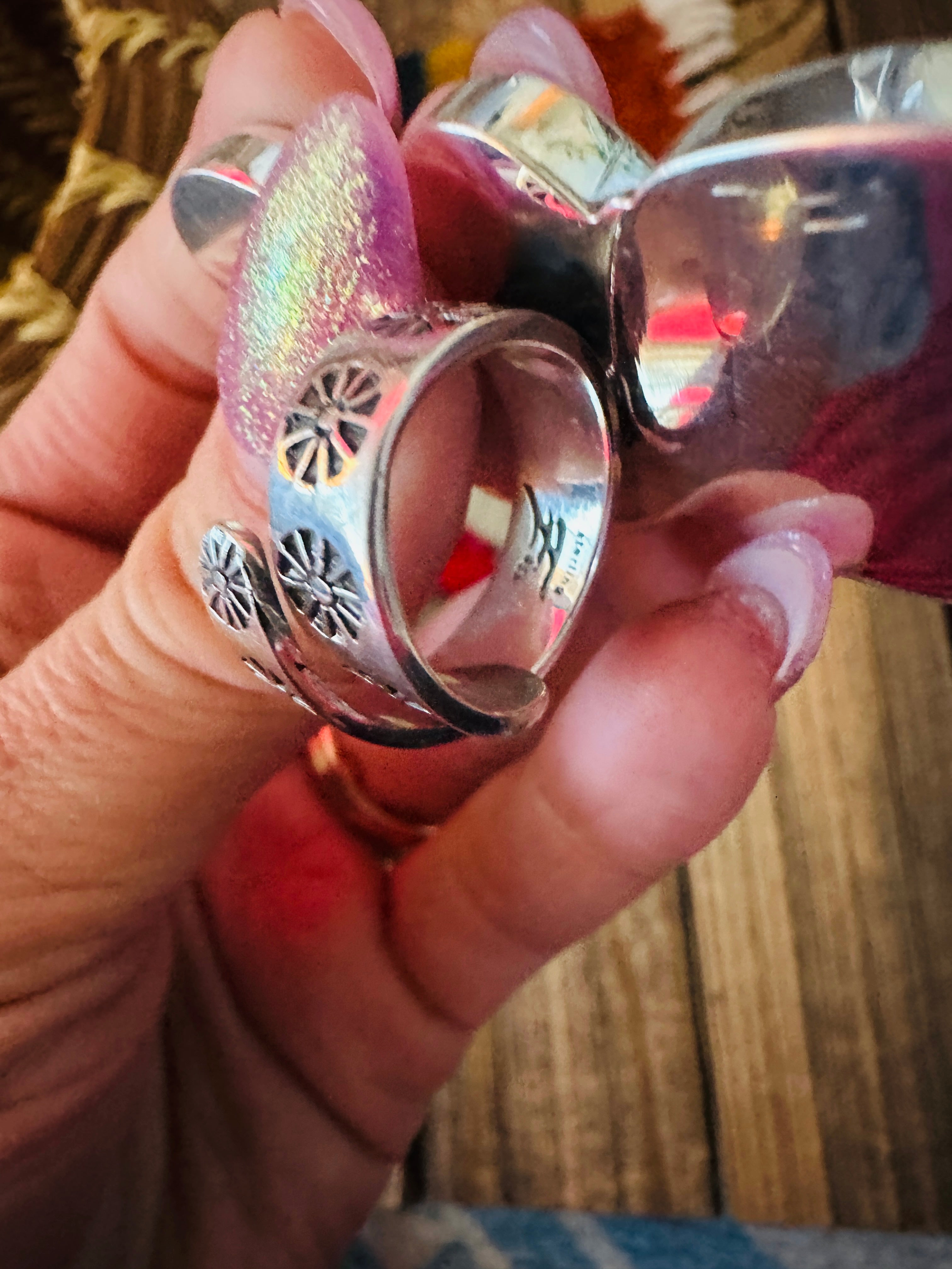 Handcrafted Turquoise & Sterling Silver Cluster Adjustable Ring