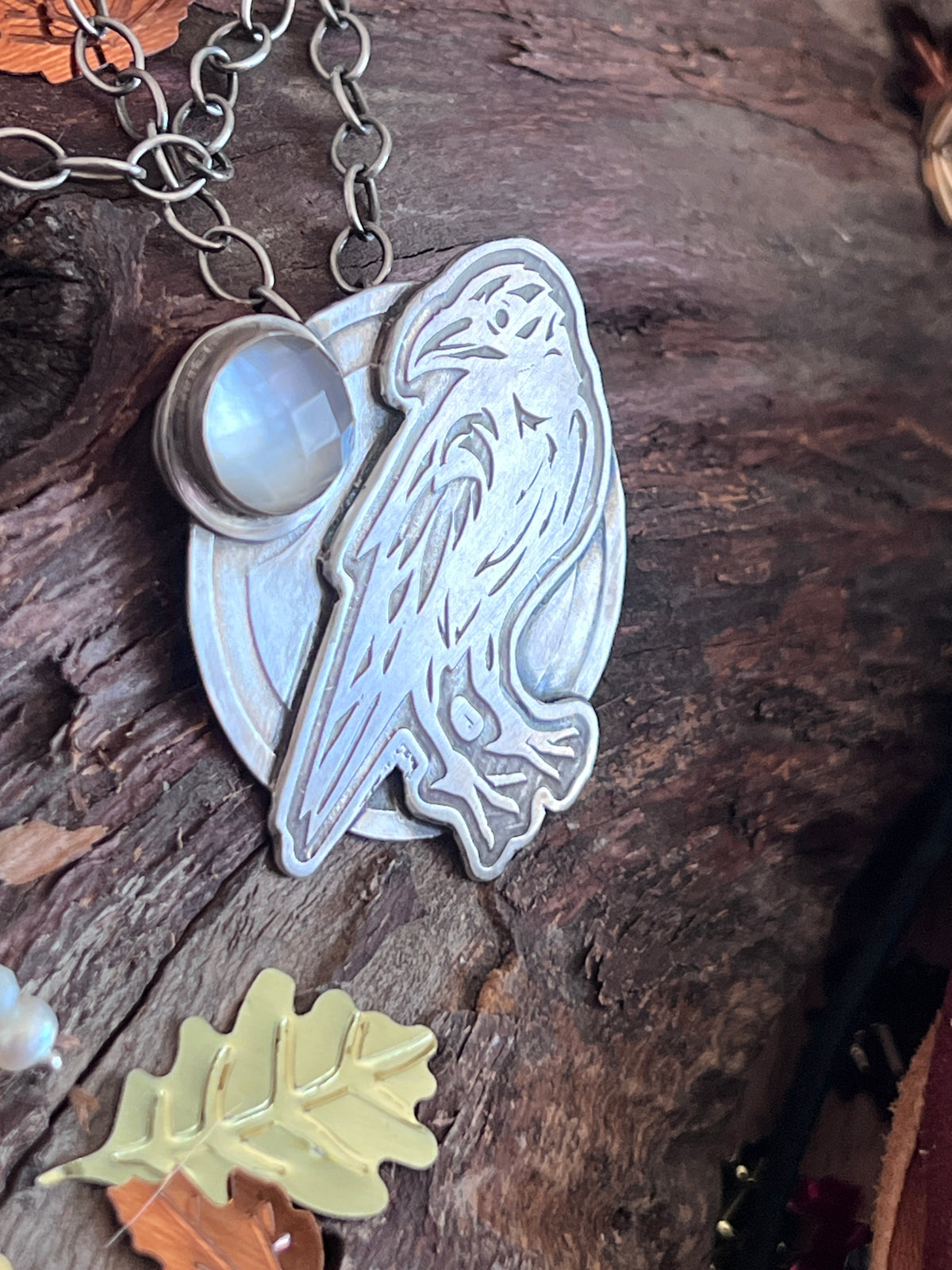Tularosa Handcrafted Sterling Silver Raven & Moon Necklace