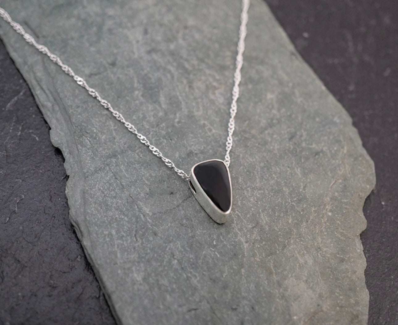 Black Onyx Triangle Necklace