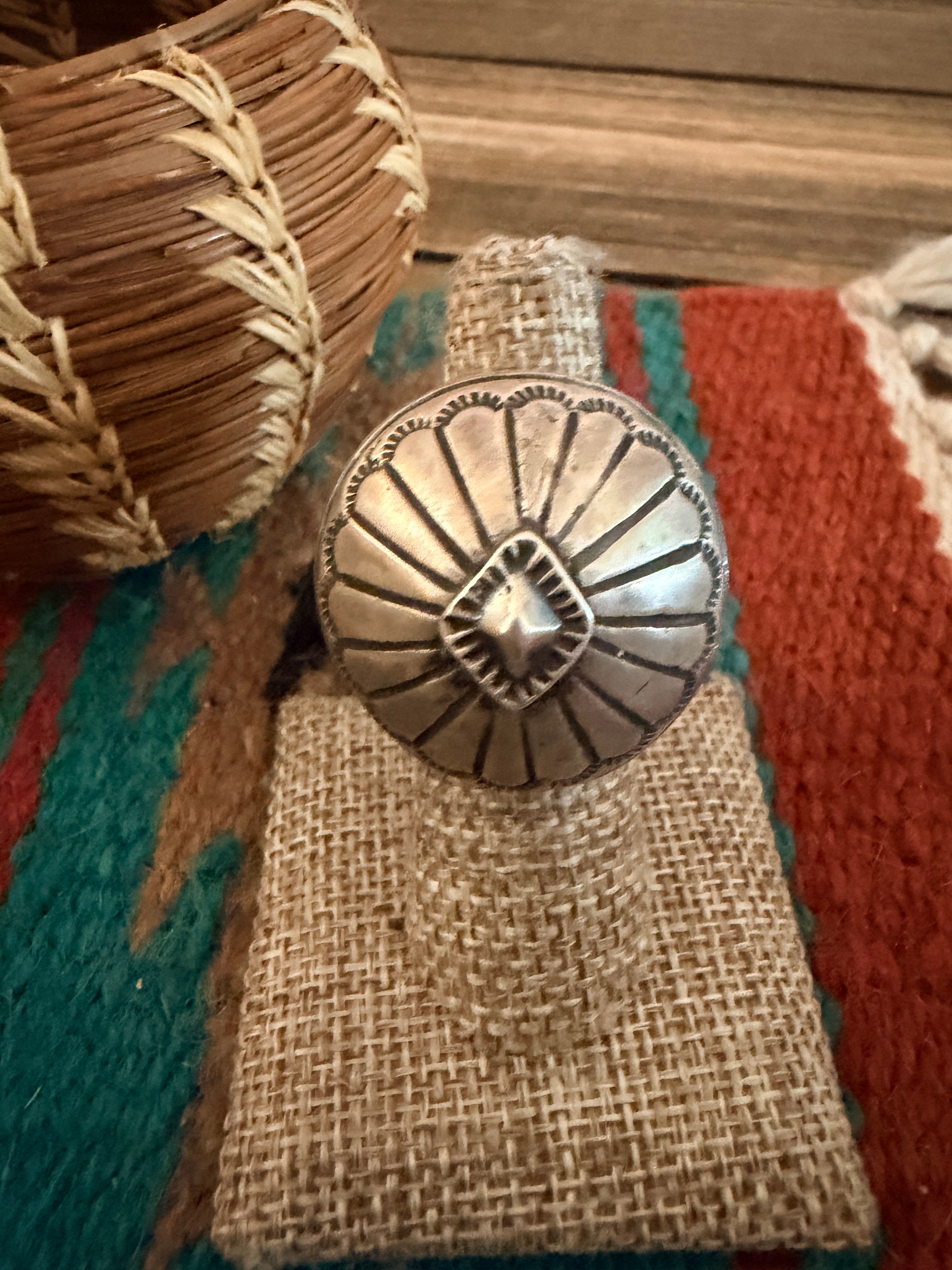 Handcrafted Sterling Silver Concho Ring Size 6 by Patrick Yazzie