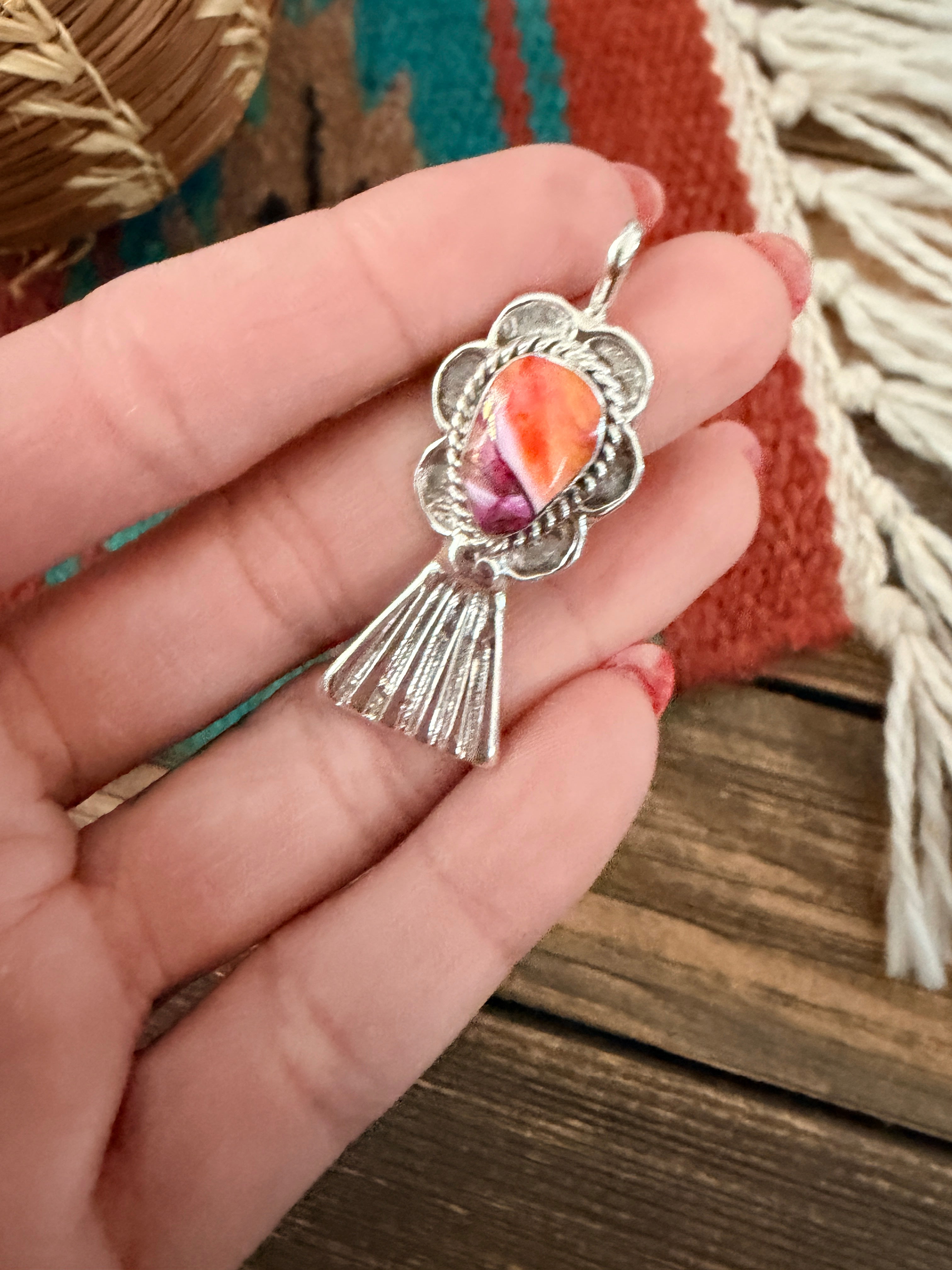 Handcrafted Sterling Silver & Pink Dream Mojave Blossom Pendant by Joseph Martinez