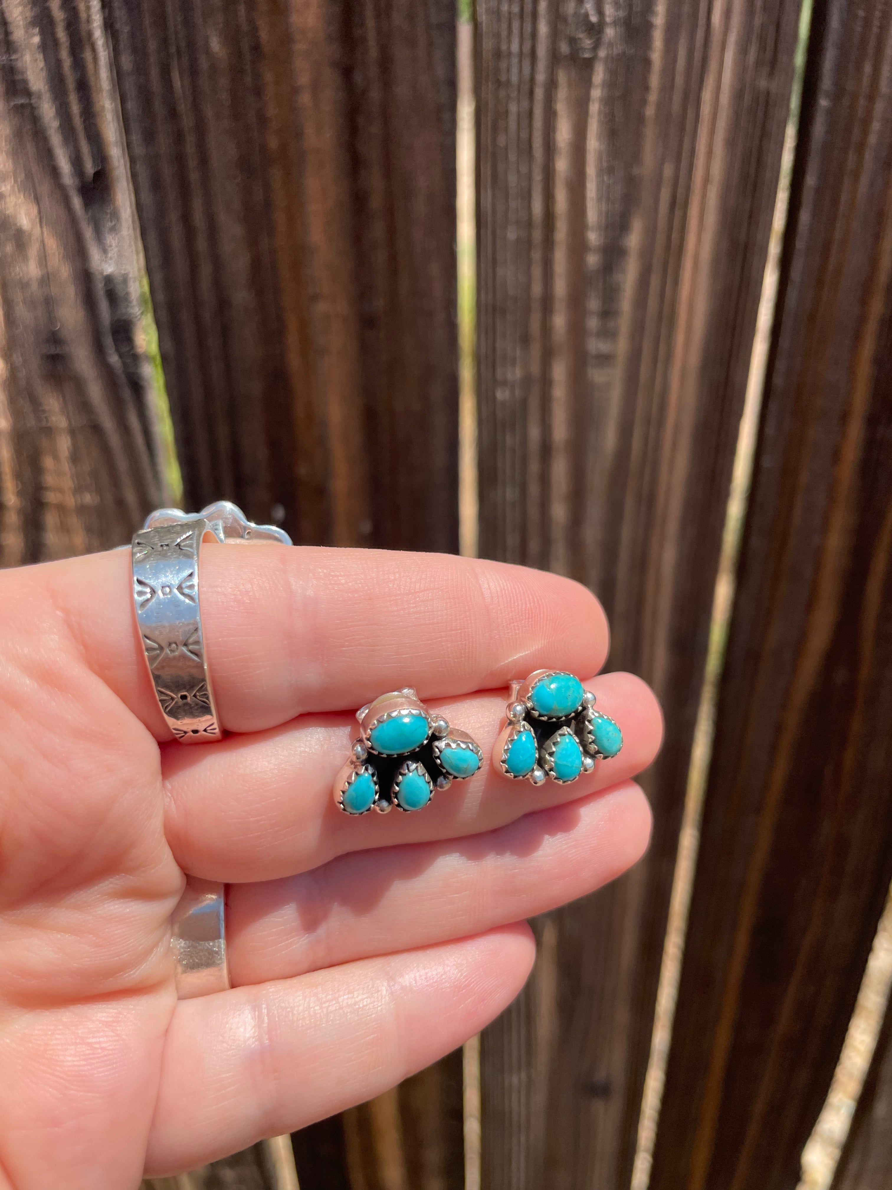 Nizhoni “The Backroads” MINIS Turquoise & Sterling Silver 4 Stone Earrings Handmade