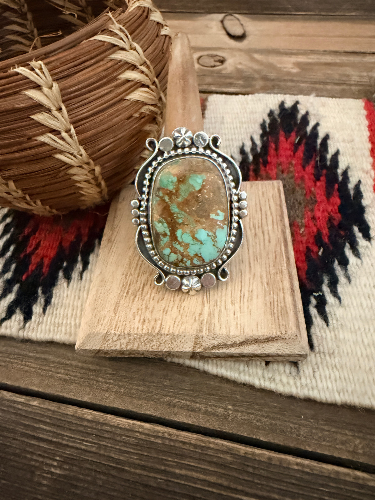 Handcrafted Royston Turquoise & Sterling Silver Ring 9.75 by Rosella Paxson