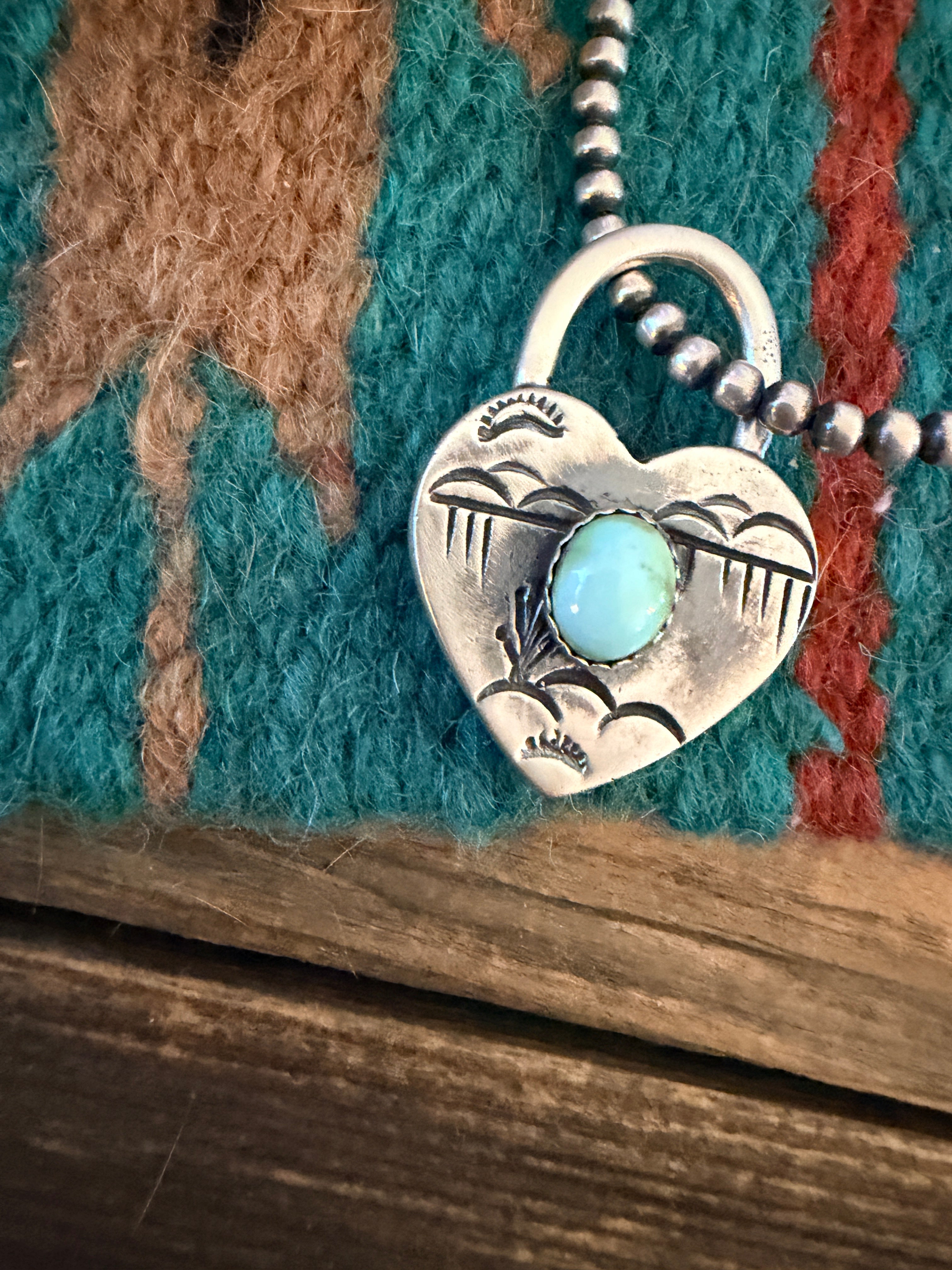 Handcrafted Sterling Silver & Sonoran Mountain Turquoise Heart Locket Pendant