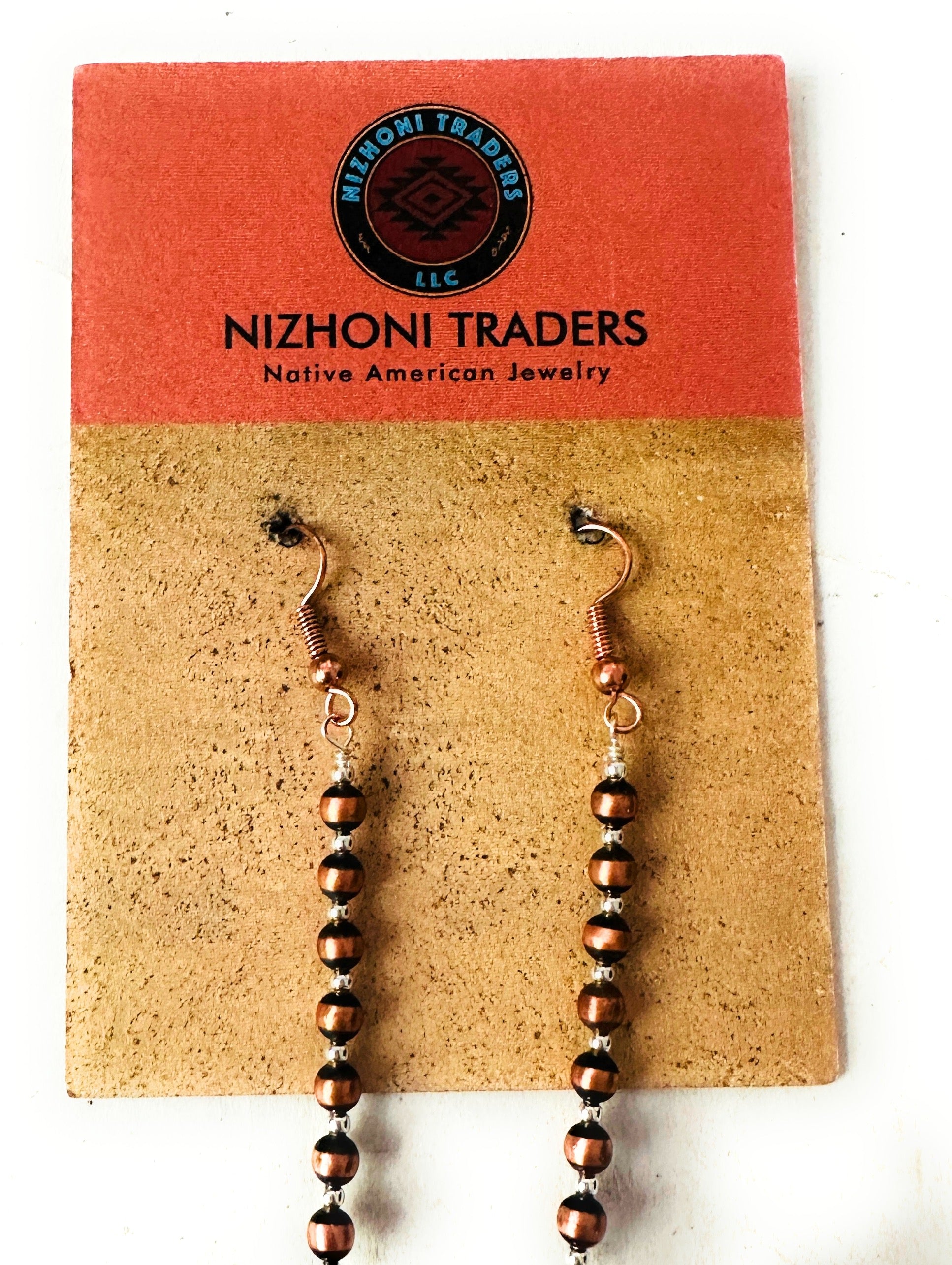 Handcrafted Copper, Sterling Silver Beaded Dangle Earrings