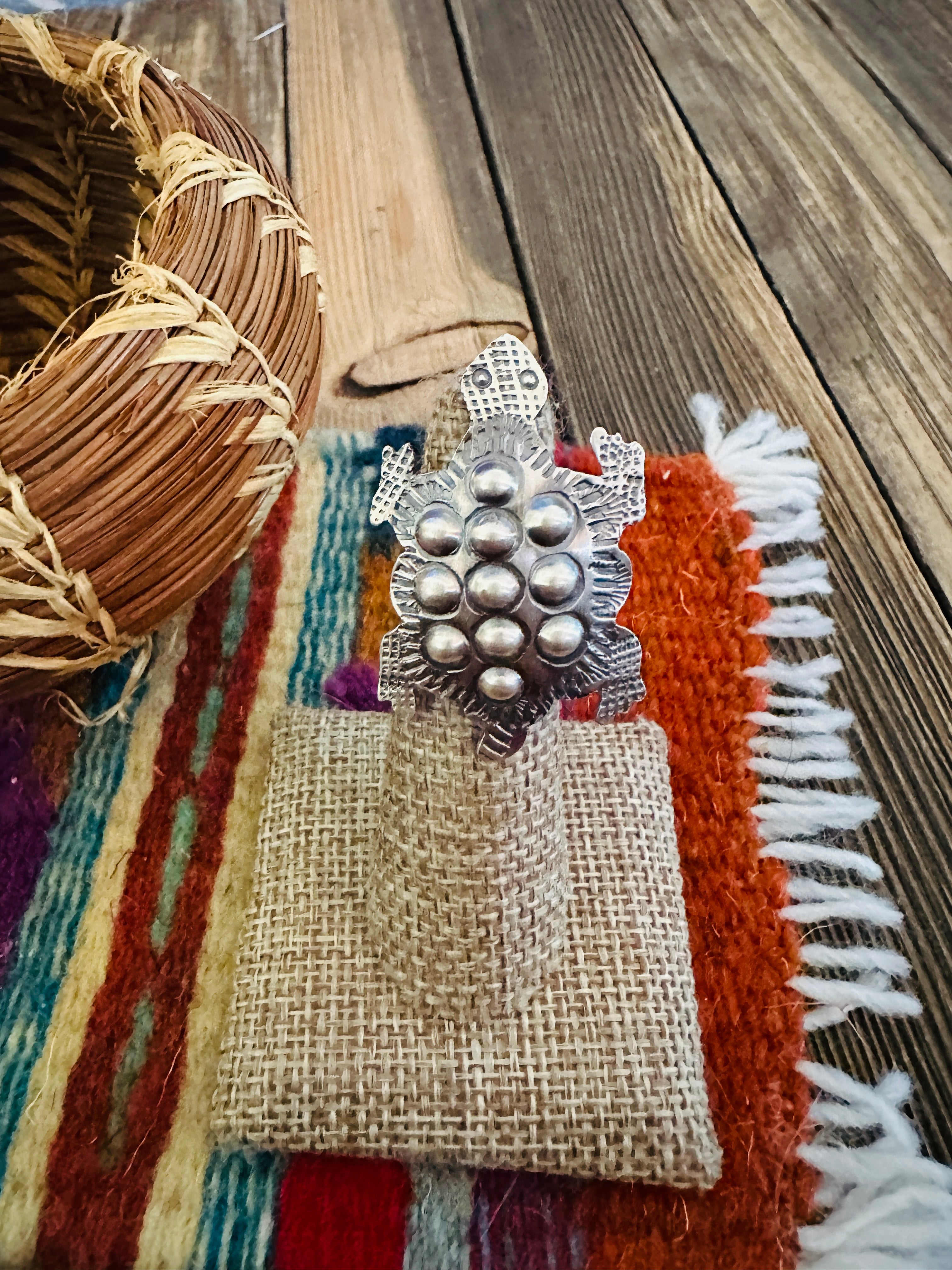 Handcrafted Sterling Silver Adjustable Turtle Ring by Tim Yazzie