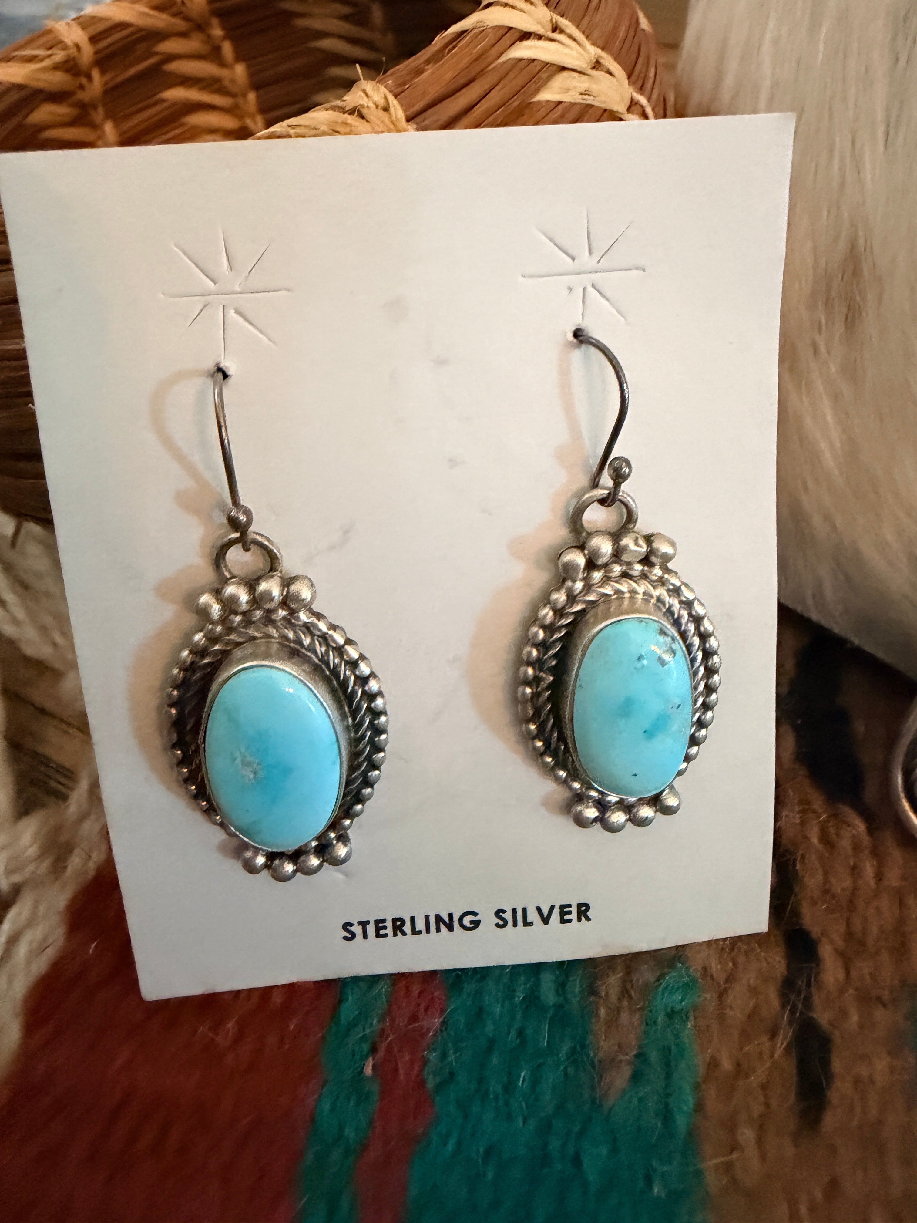 Handcrafted Kingman Turquoise & Sterling Silver Necklace and Earring Set