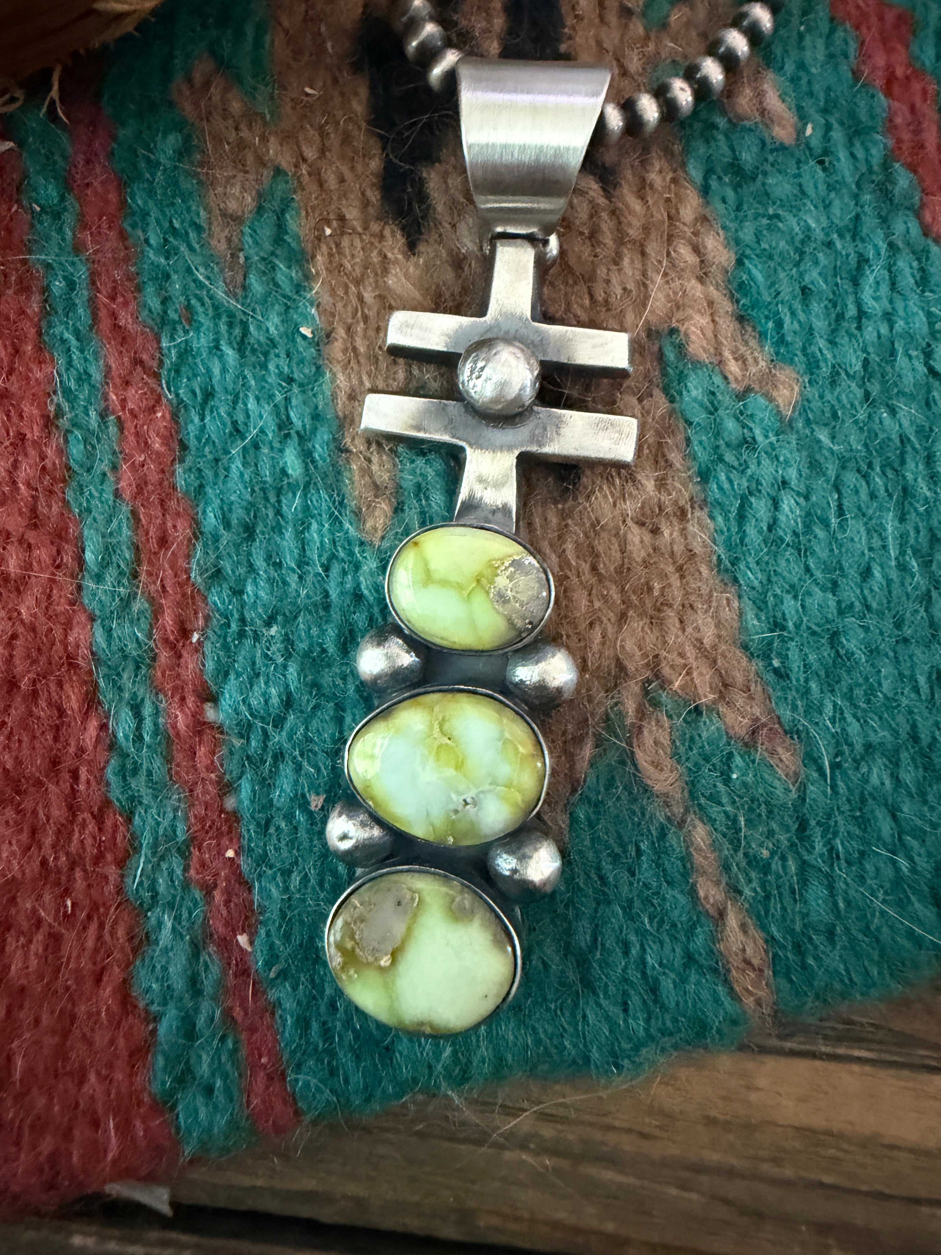 Handcrafted Sterling Silver & Sonoran Gold Turquoise Pendant by Chimney Butte