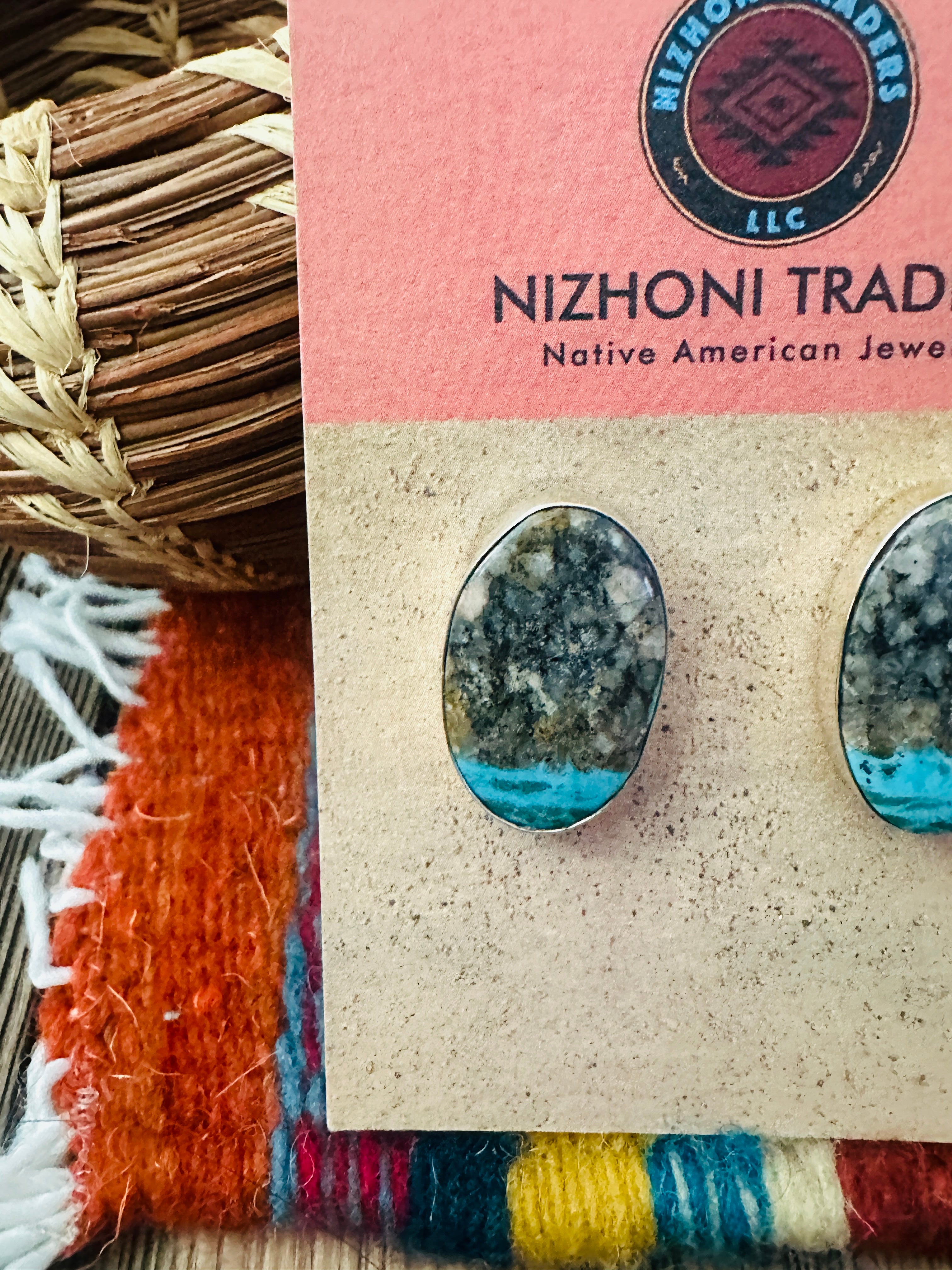 Handcrafted Blue Moon Turquoise & Sterling Silver Post Earrings