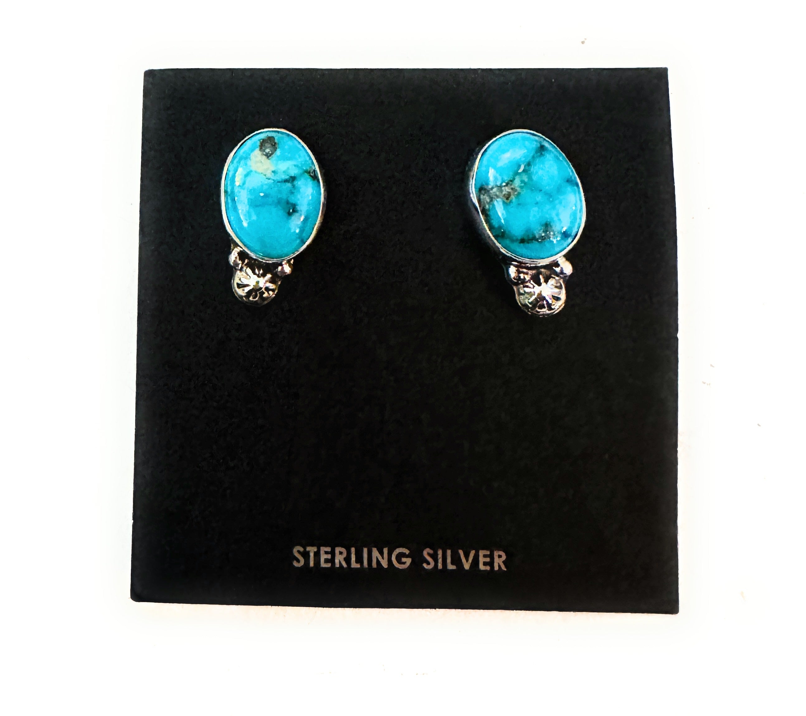 Sterling Silver & Morenci Turquoise Post Earrings
