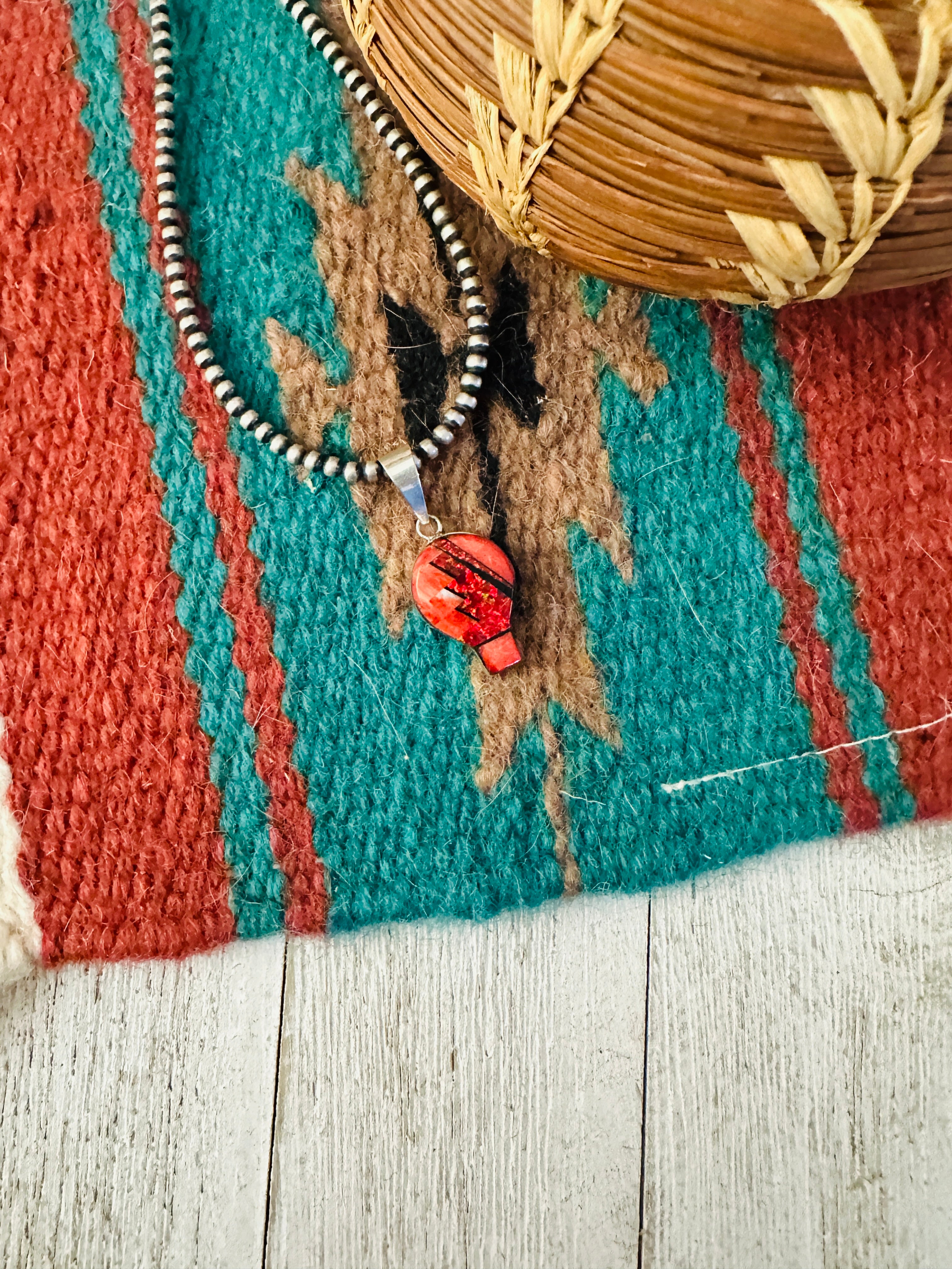 Handcrafted Multi Stone & Sterling Silver Inlay Pendant