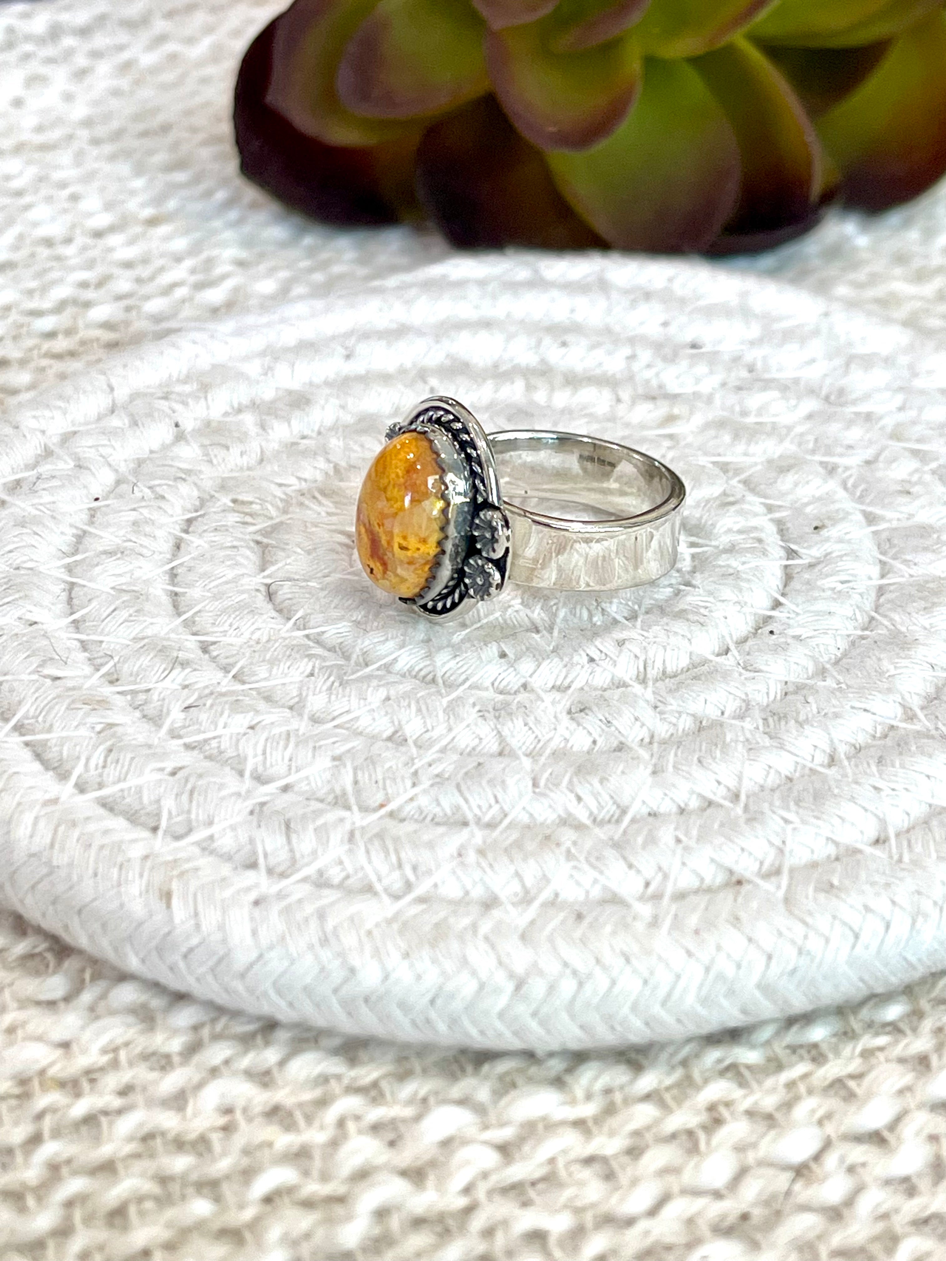 Handmade Sterling Silver & Bumble Bee Adjustable Ring
