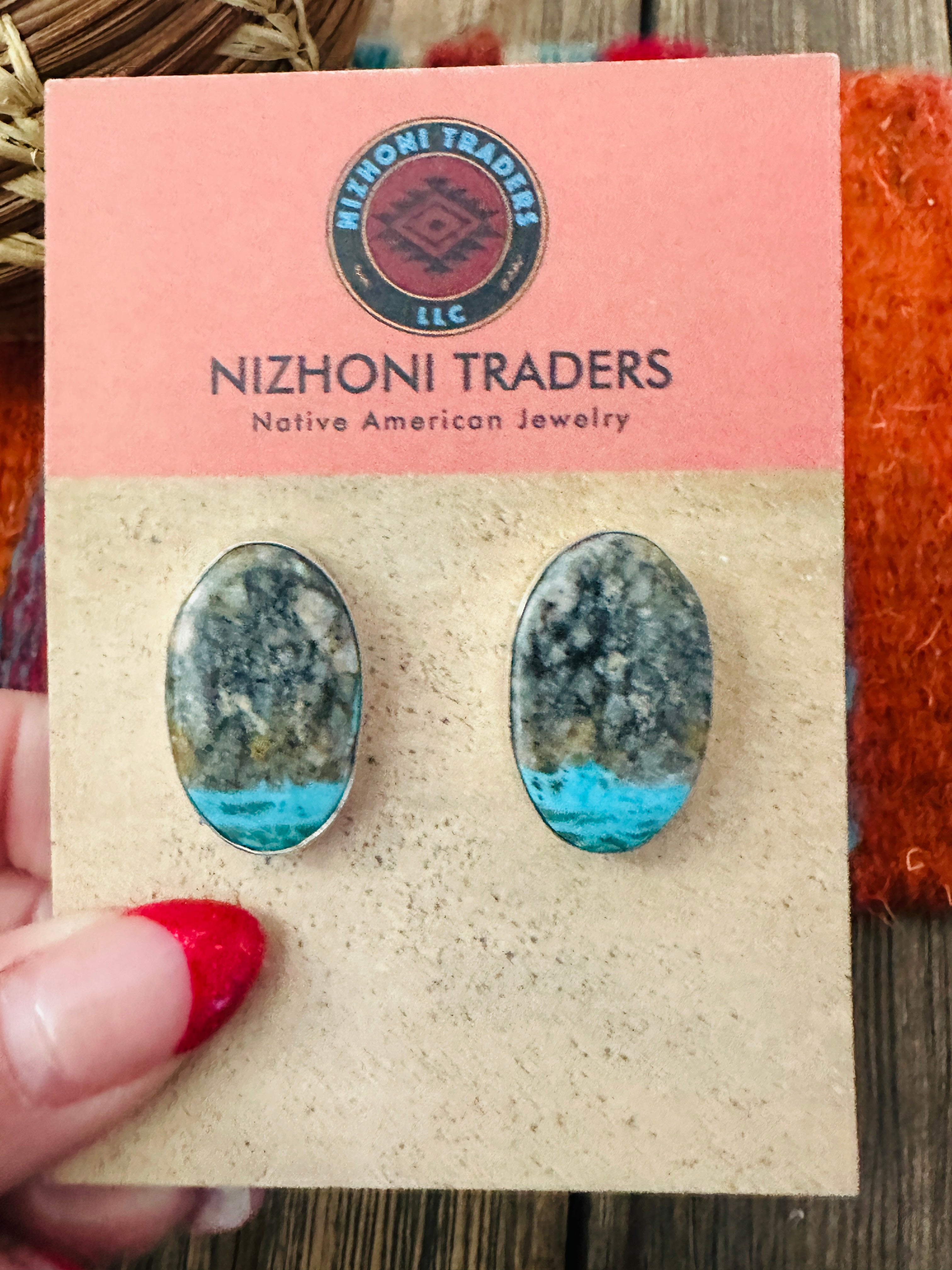 Handcrafted Blue Moon Turquoise & Sterling Silver Post Earrings