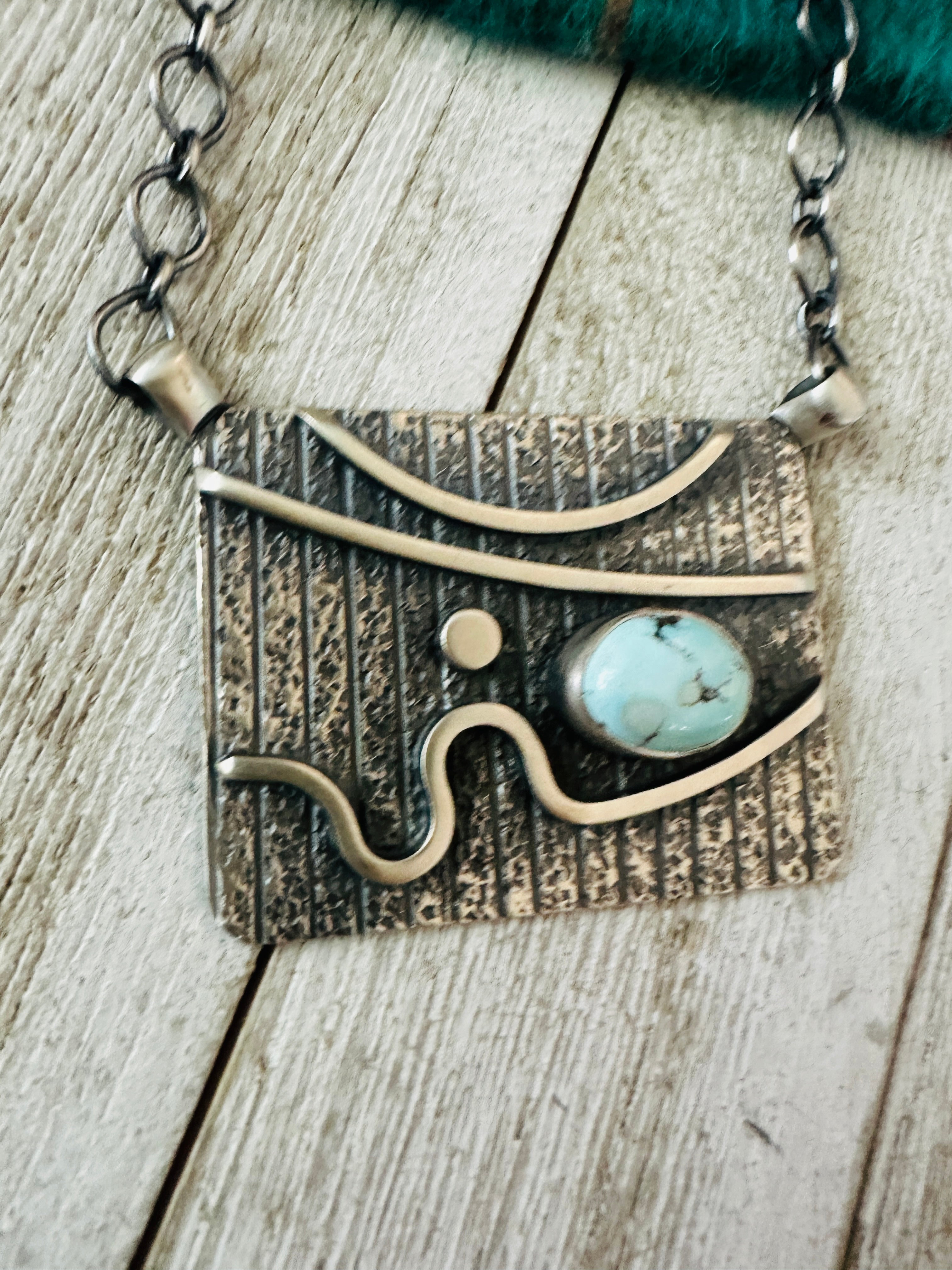 Handcrafted Sterling Silver & Golden Hills Turquoise Abstract Necklace