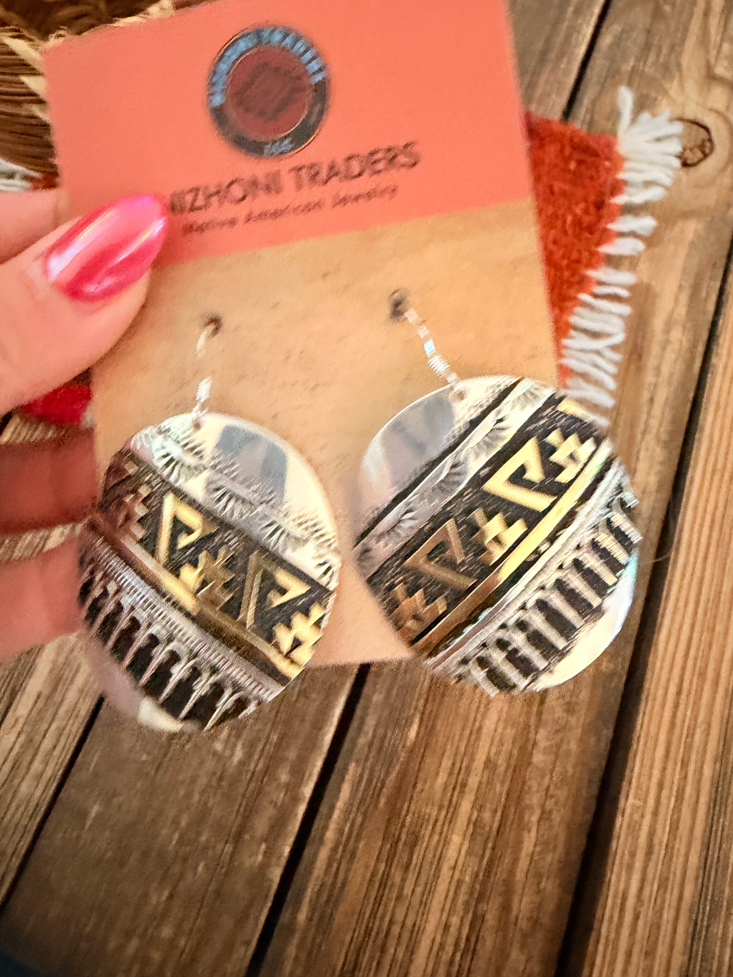 Handcrafted Sterling Silver & Copper Dangle Earrings by Rose Singer