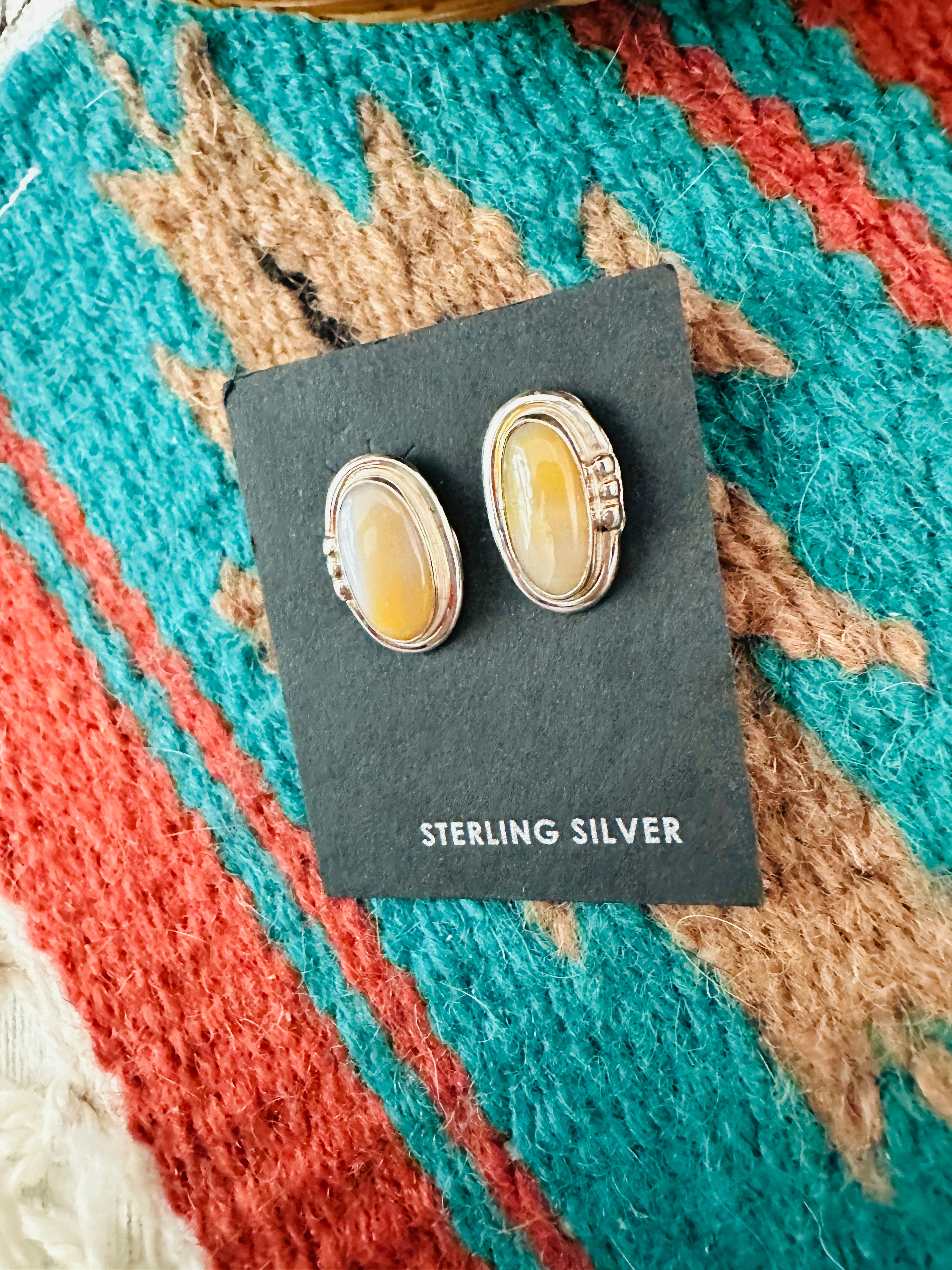 Handcrafted Mother of Pearl & Sterling Silver Stud Earrings