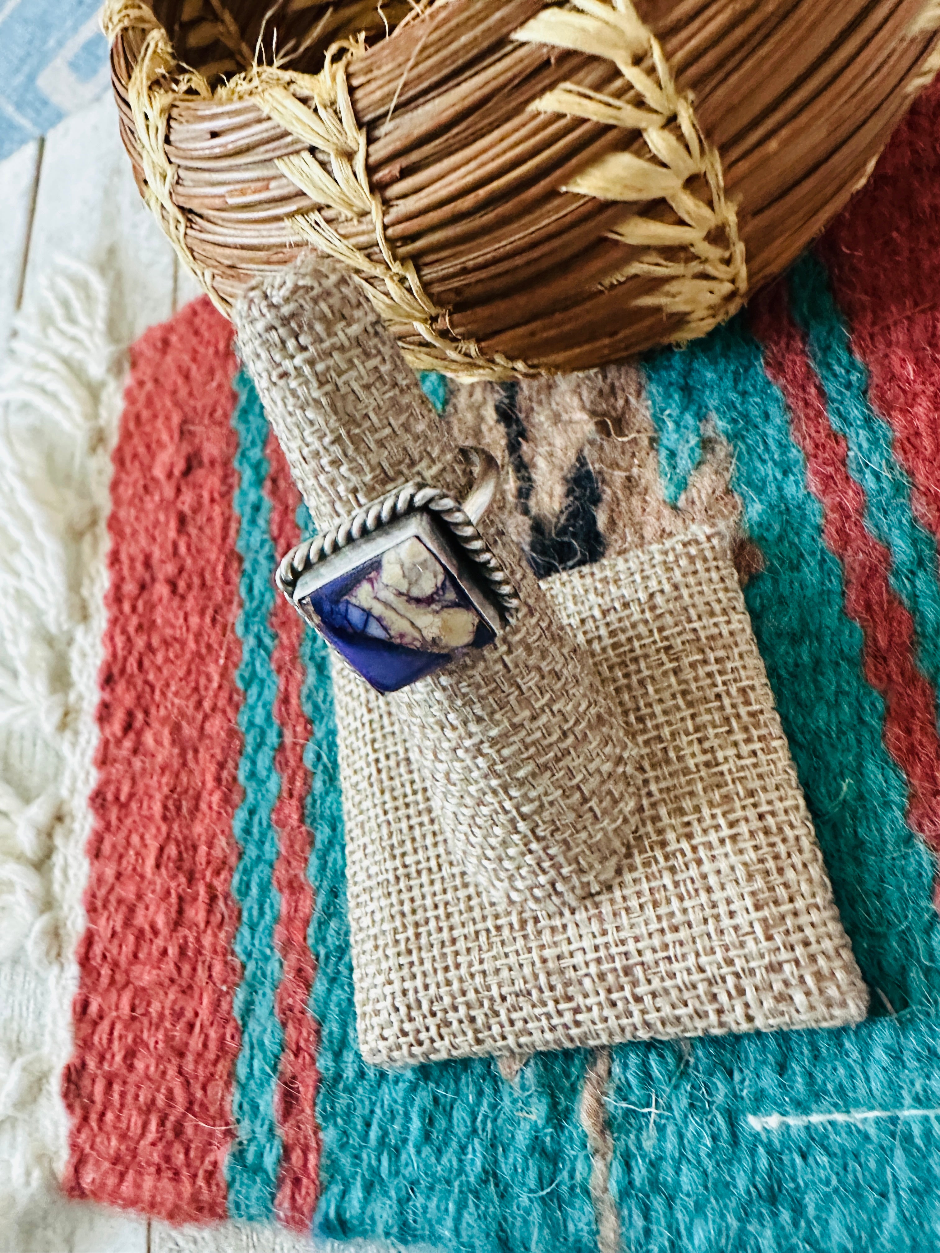 Handcrafted Sterling Silver & Purple Ice Rose Dahlia Adjustable Ring