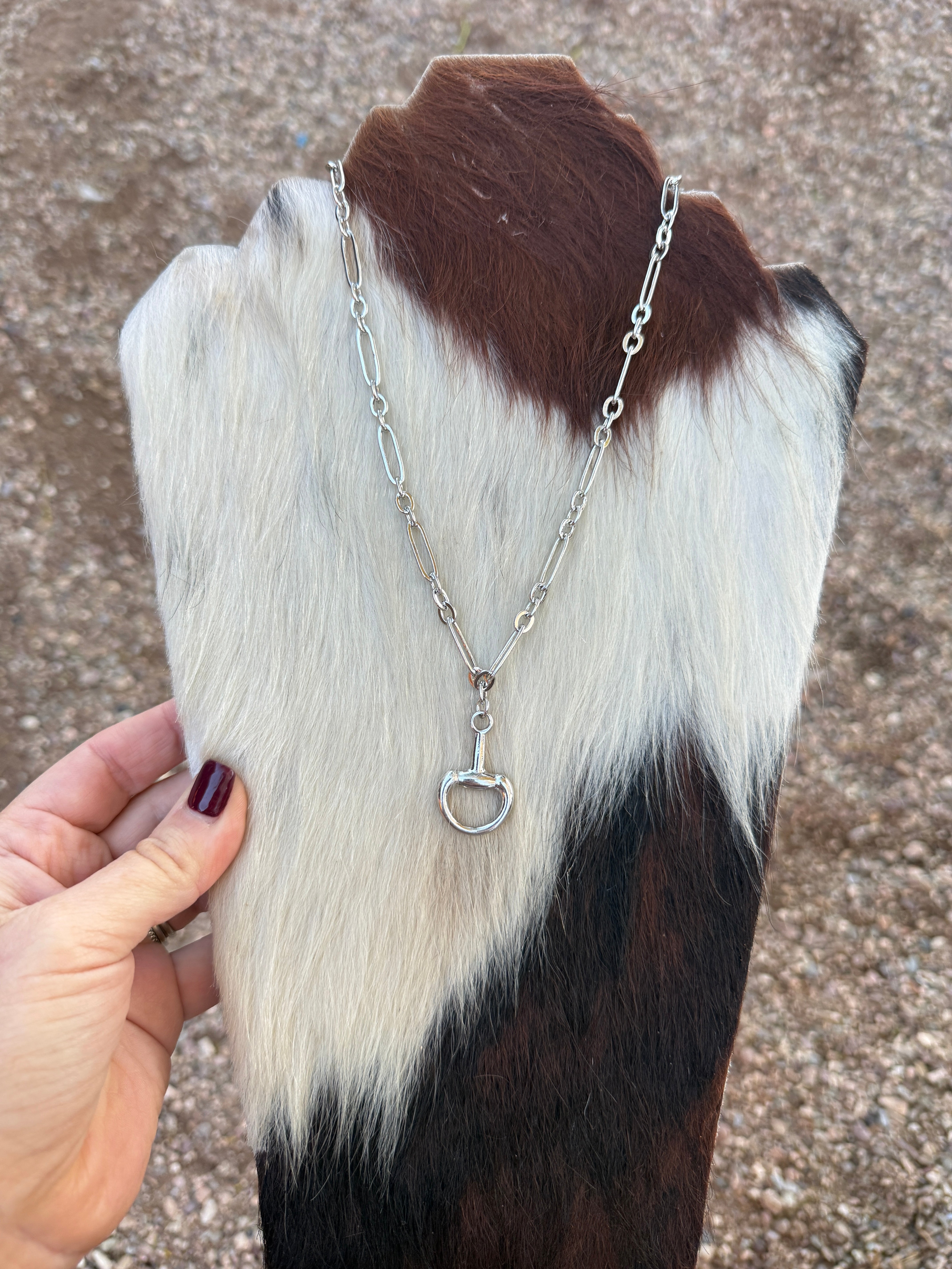 “The Golden Collection” Handmade Silver Plated Chain HORSE BIT Necklace