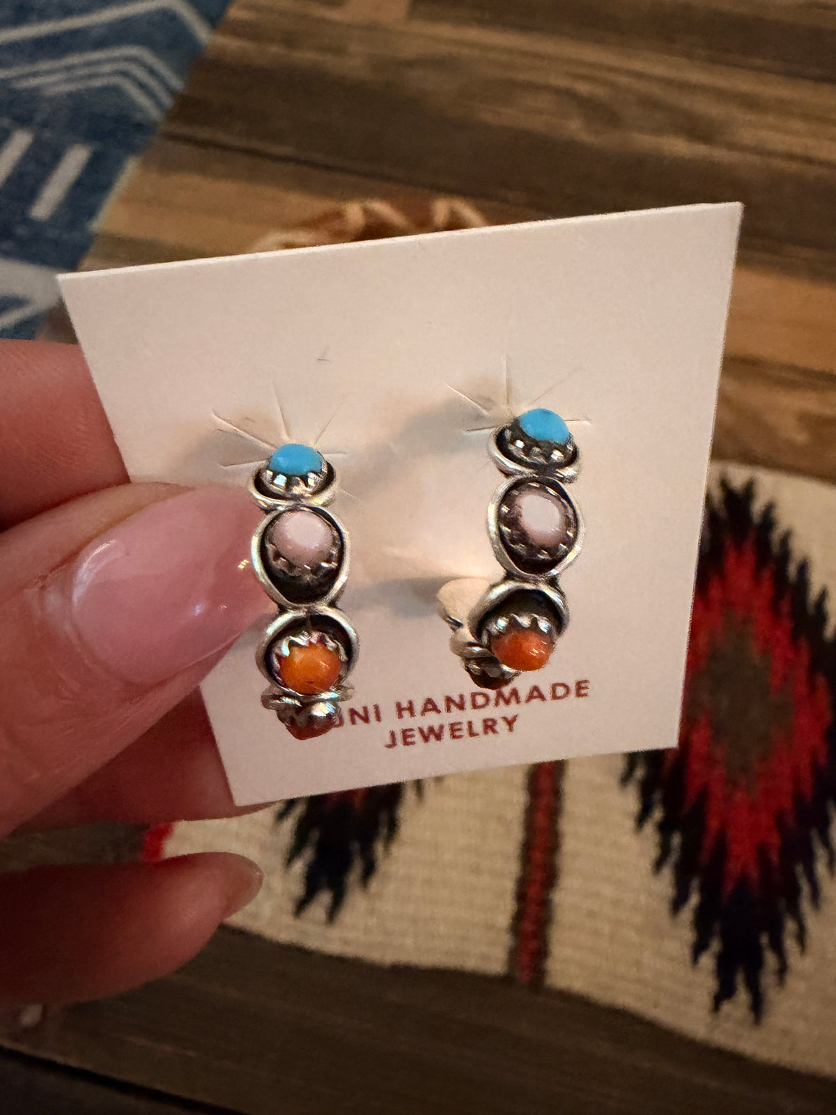 Handcrafted Sterling Silver & Multi Stone Hoop Earrings