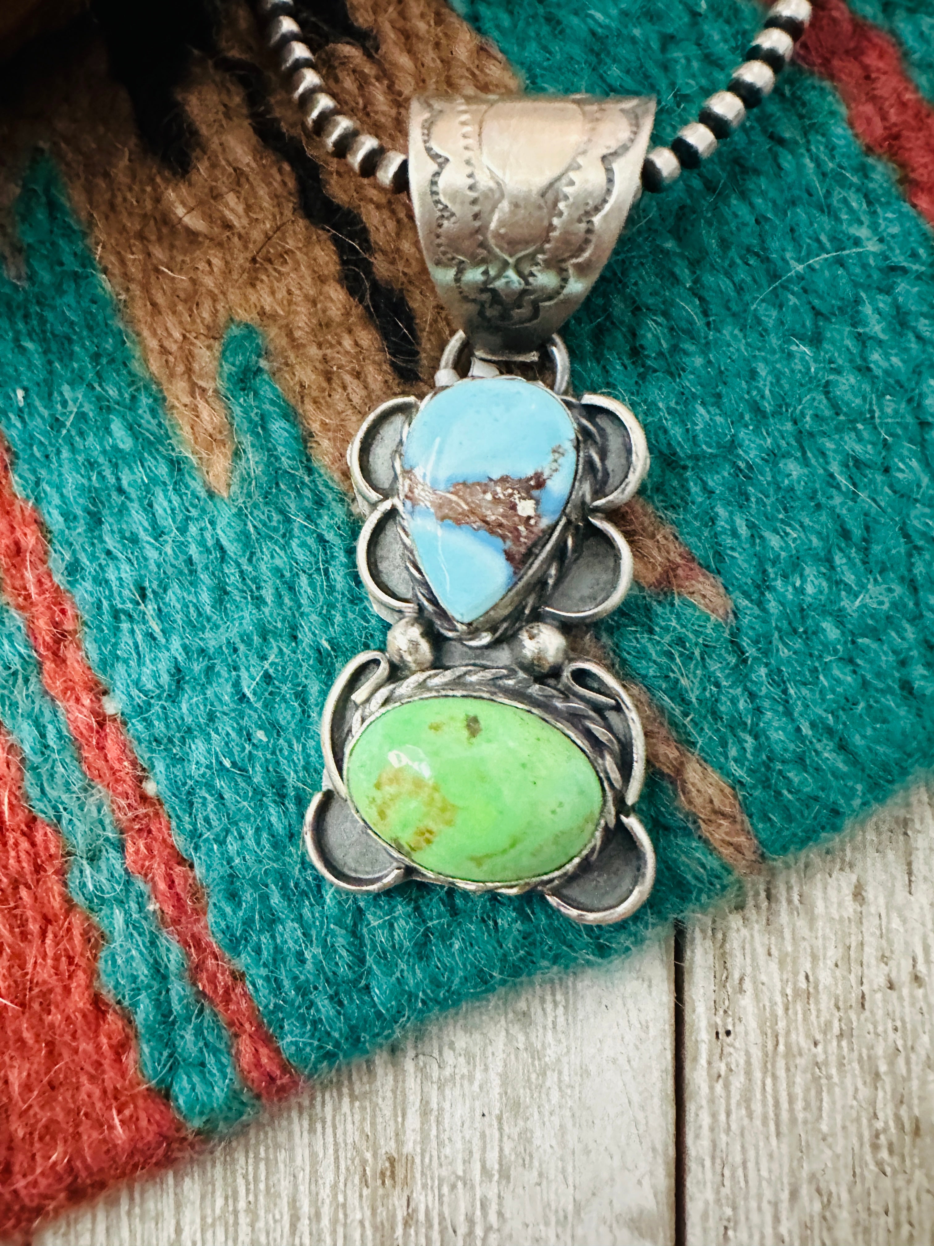 Handcrafted Sterling Silver & Multi Turquoise Pendant