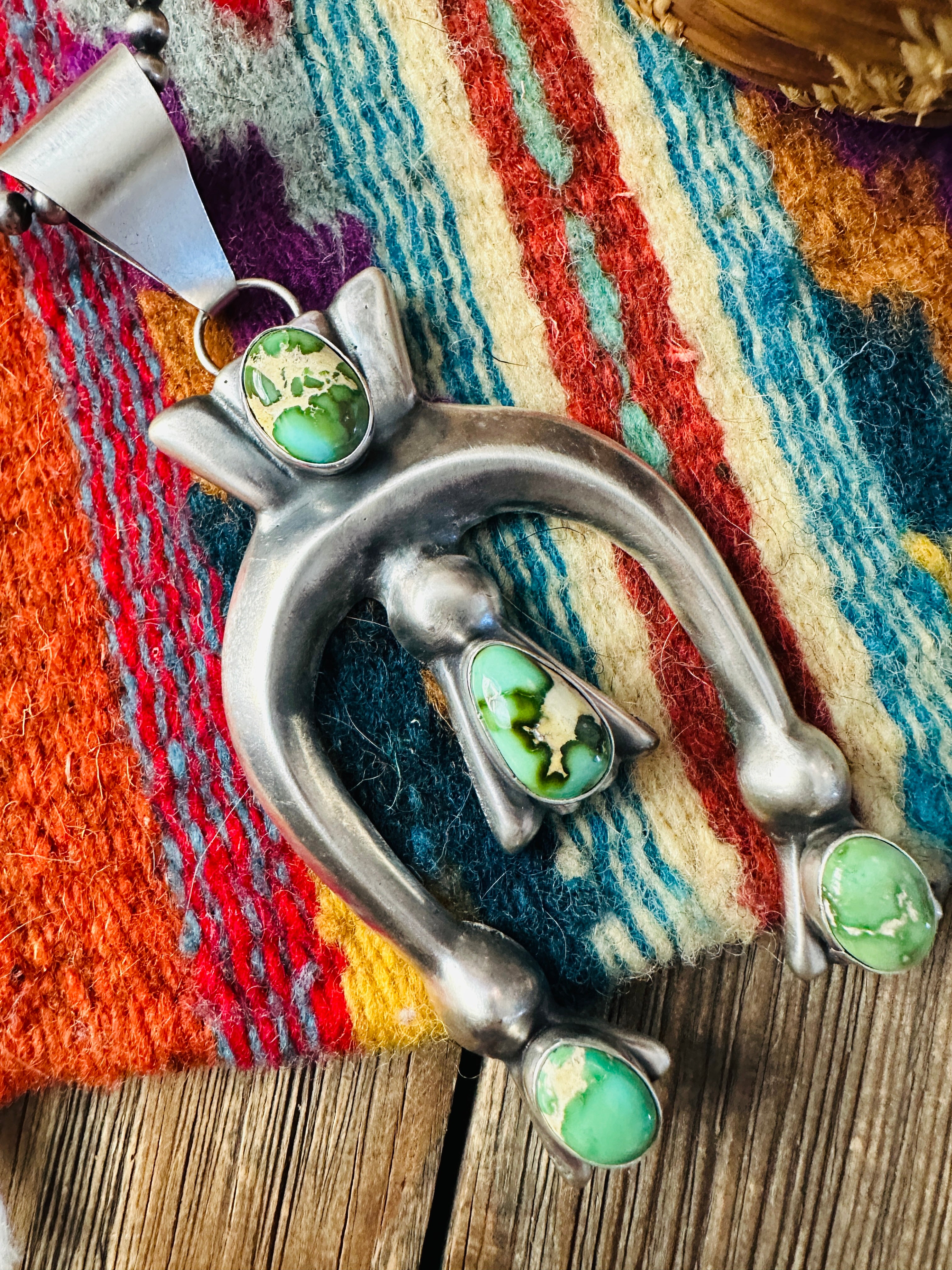 Handcrafted Sterling Silver & Sonoran Mountain Turquoise Naja Pendant by Eugene Gruber