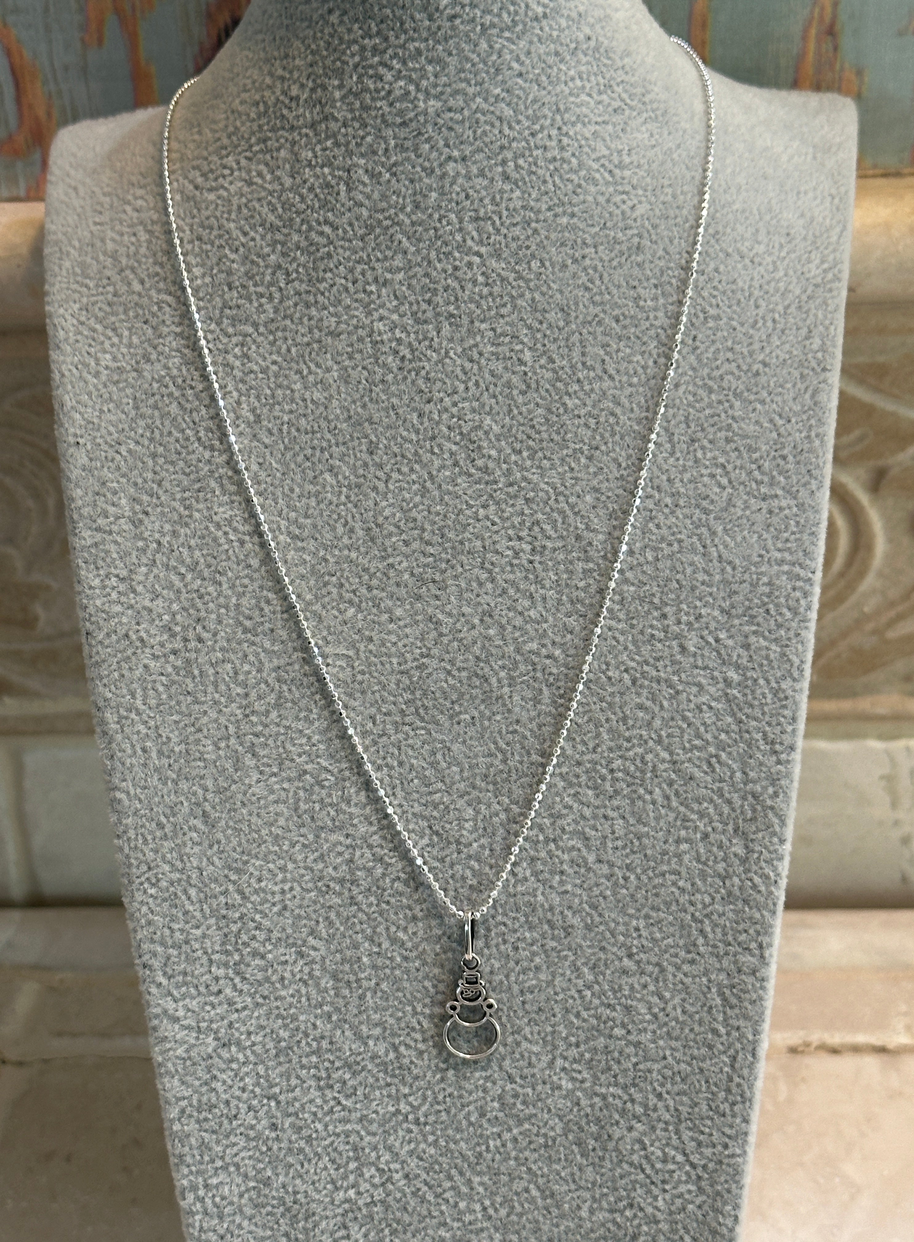 Sterling Silver Snowman Pendant Necklace