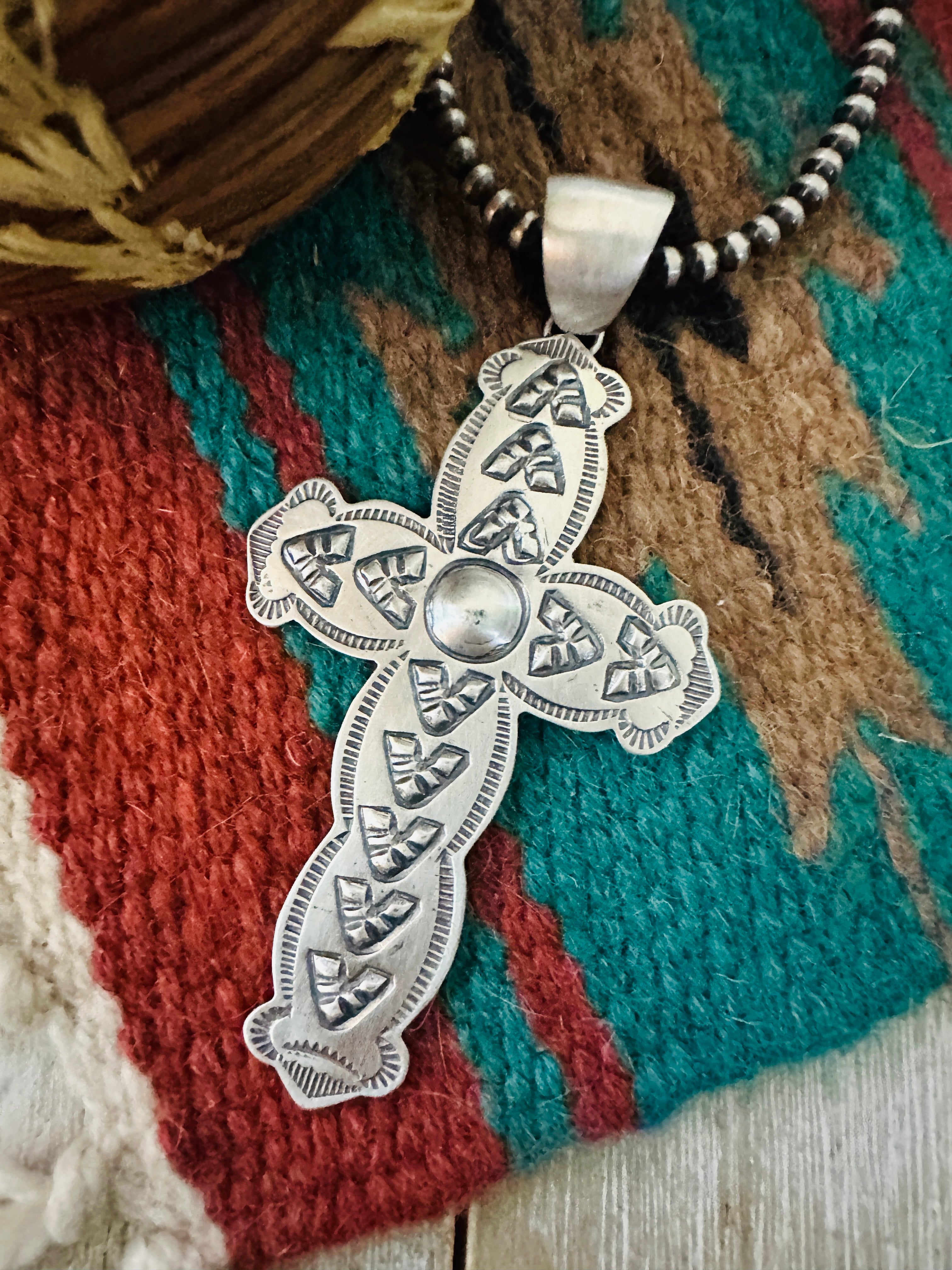 Handcrafted Sterling Silver Cross Pendant by Benson Shorty