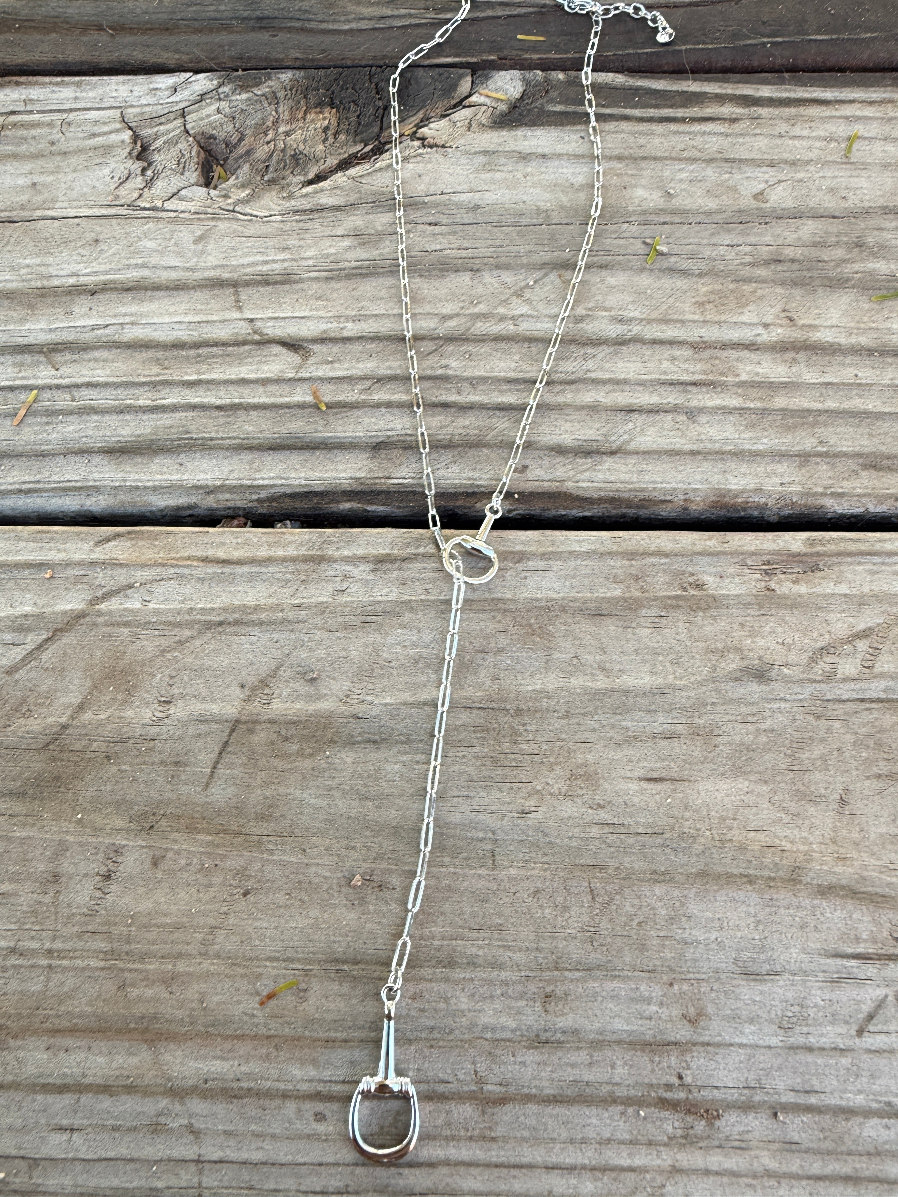 “The Golden Collection” Handmade Silver Plated Chain Link HORSE BIT Y Necklace