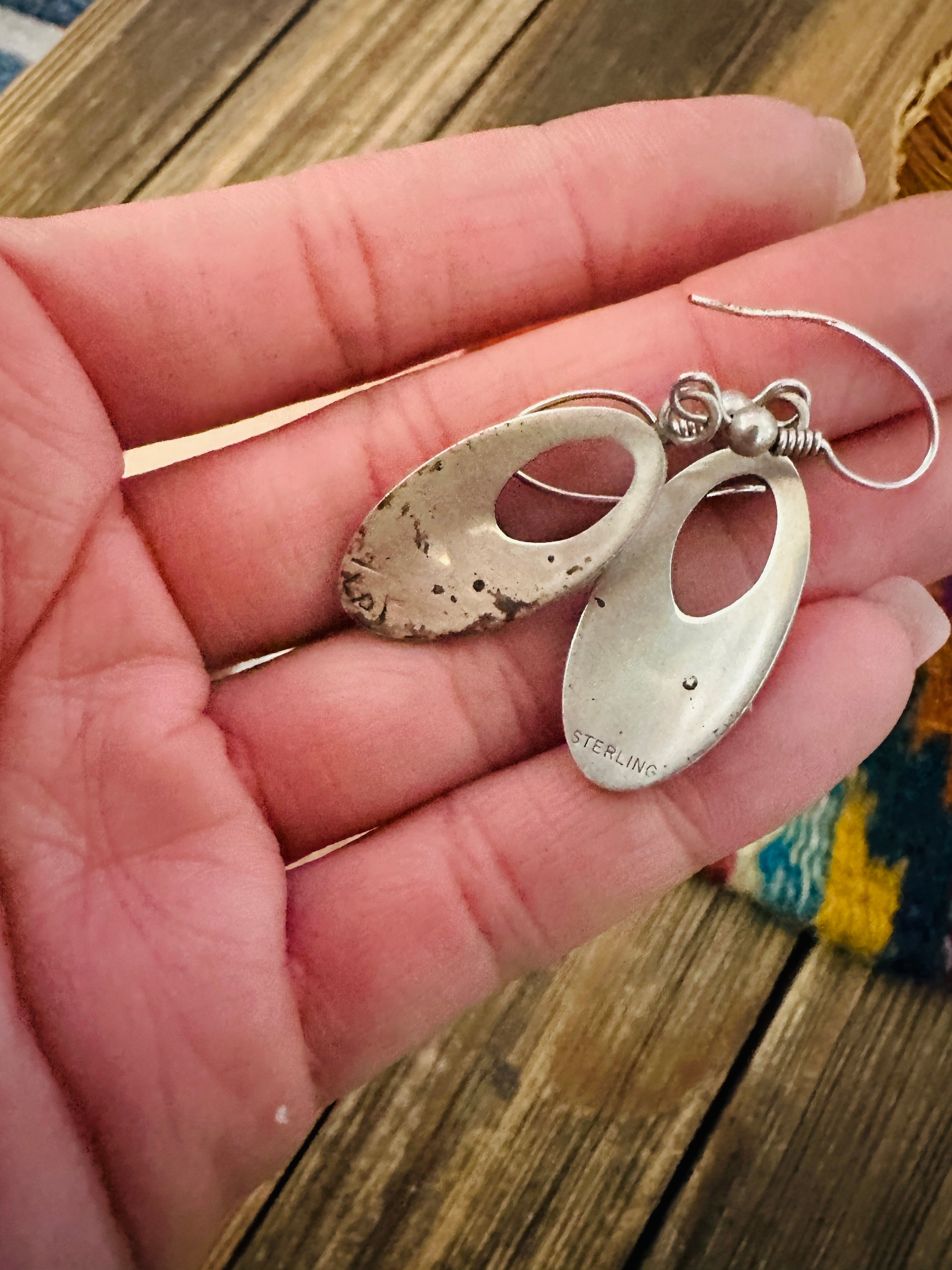 Handcrafted Old Pawn Sterling Silver Dangle Earrings