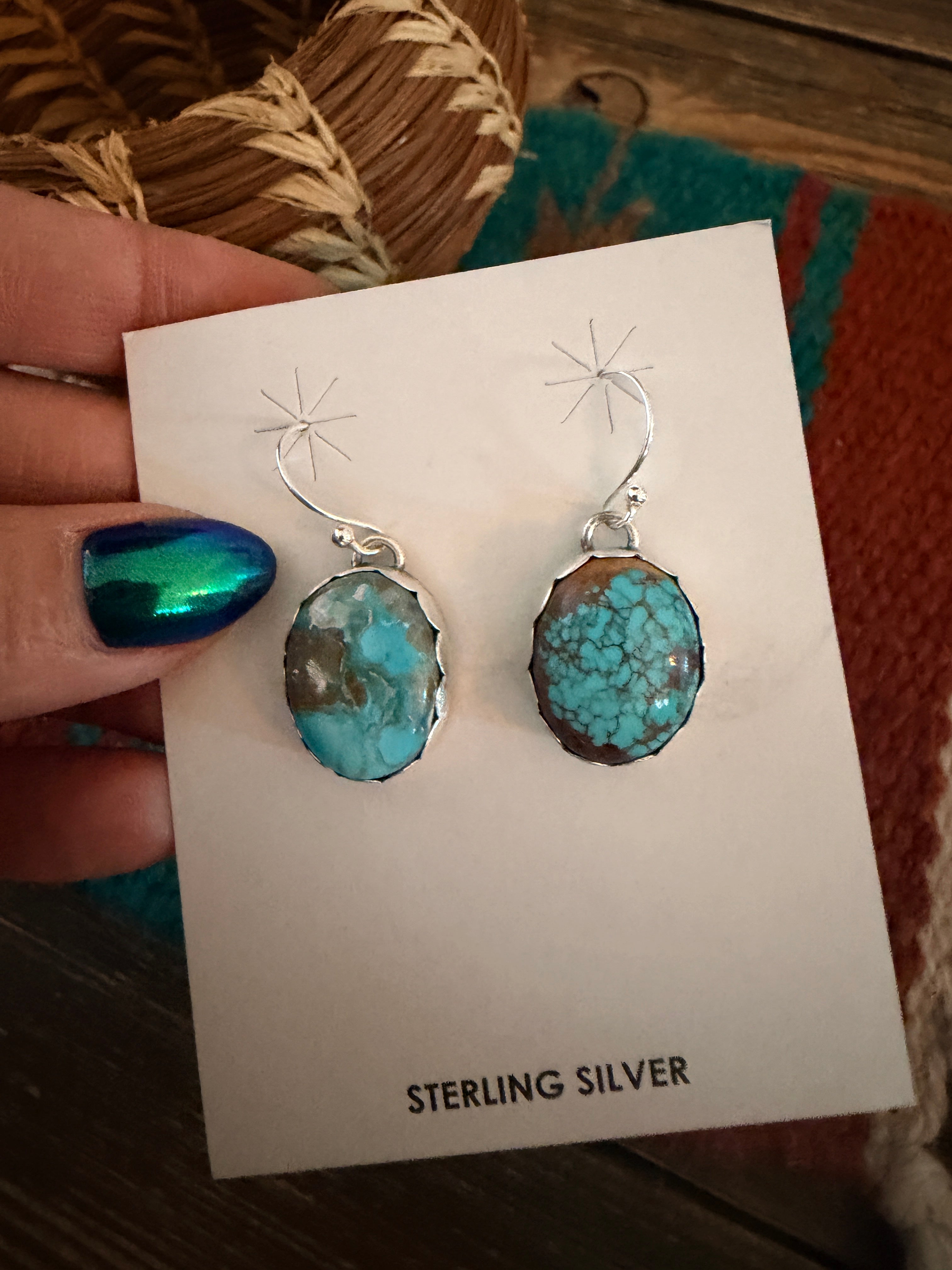 Handcrafted Turquoise & Sterling Silver Dangle Earrings