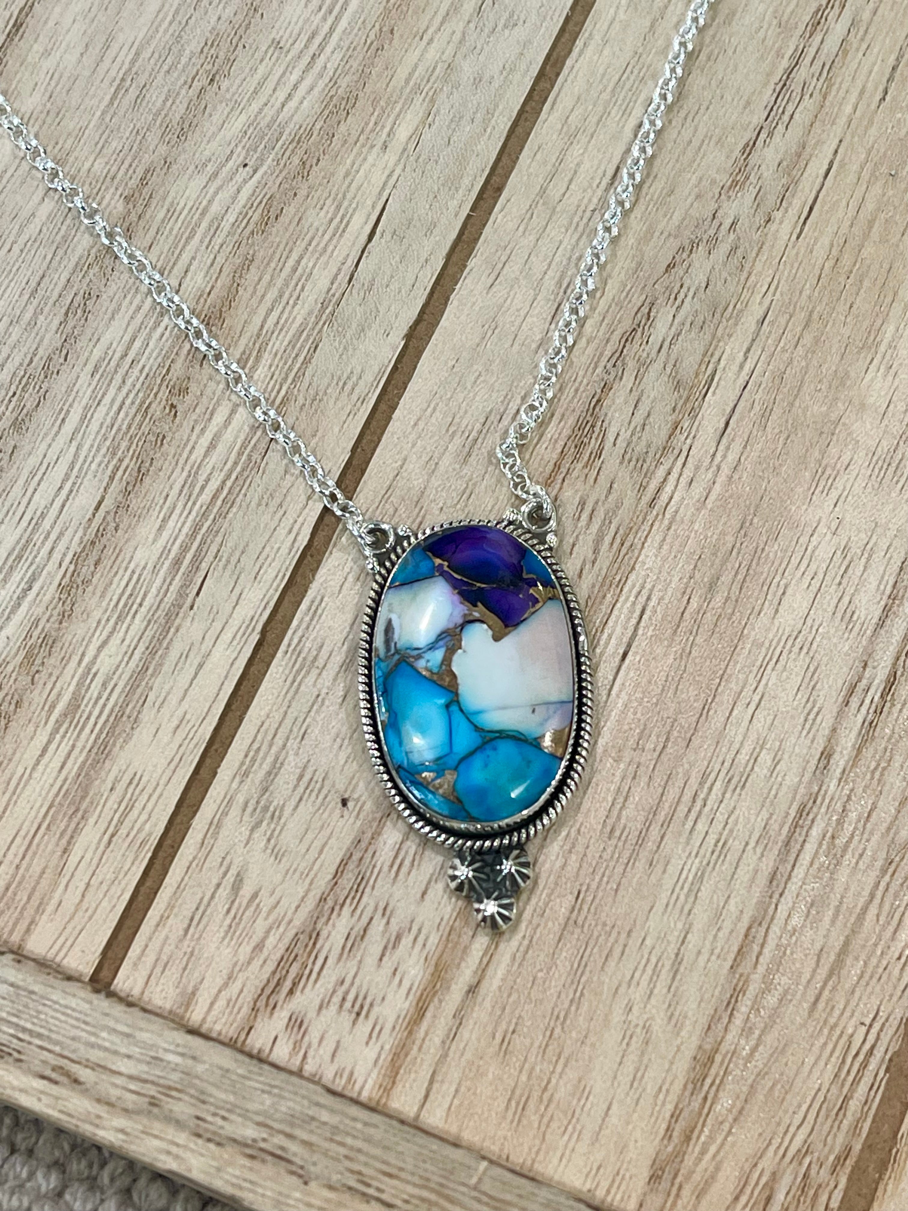 Handmade Sterling Silver & Purple Dream Mojave Heart Necklace