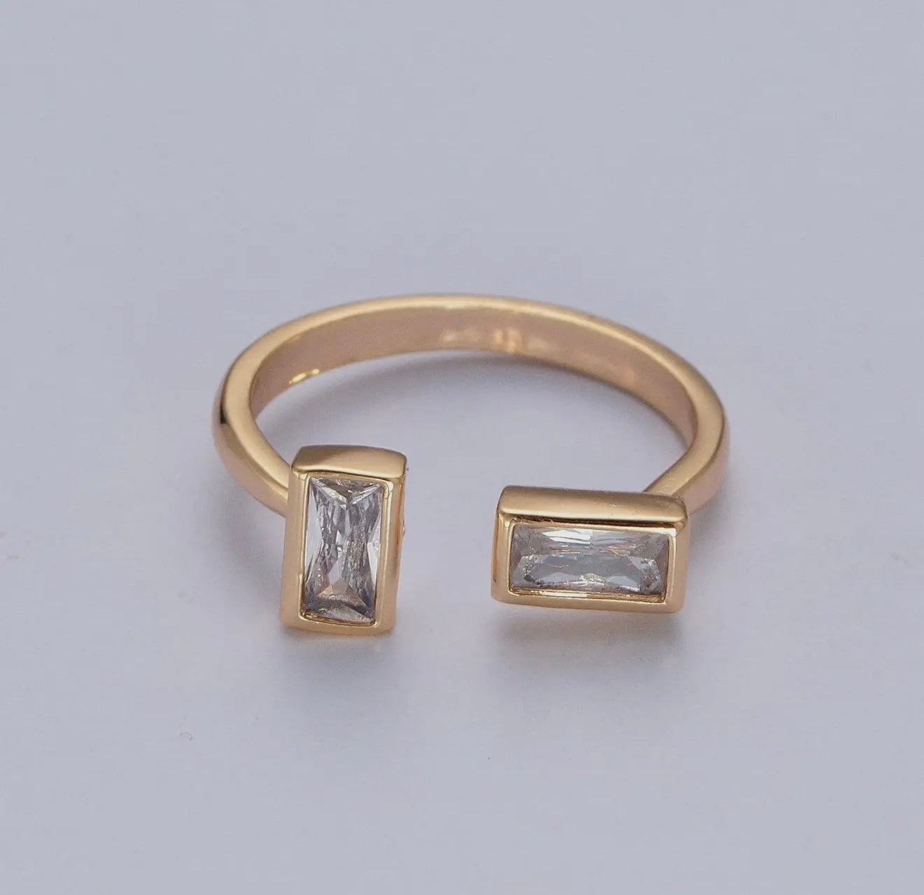 “The Golden Collection” Handmade Gold Plated 2 Stone CZ Adjustable Ring