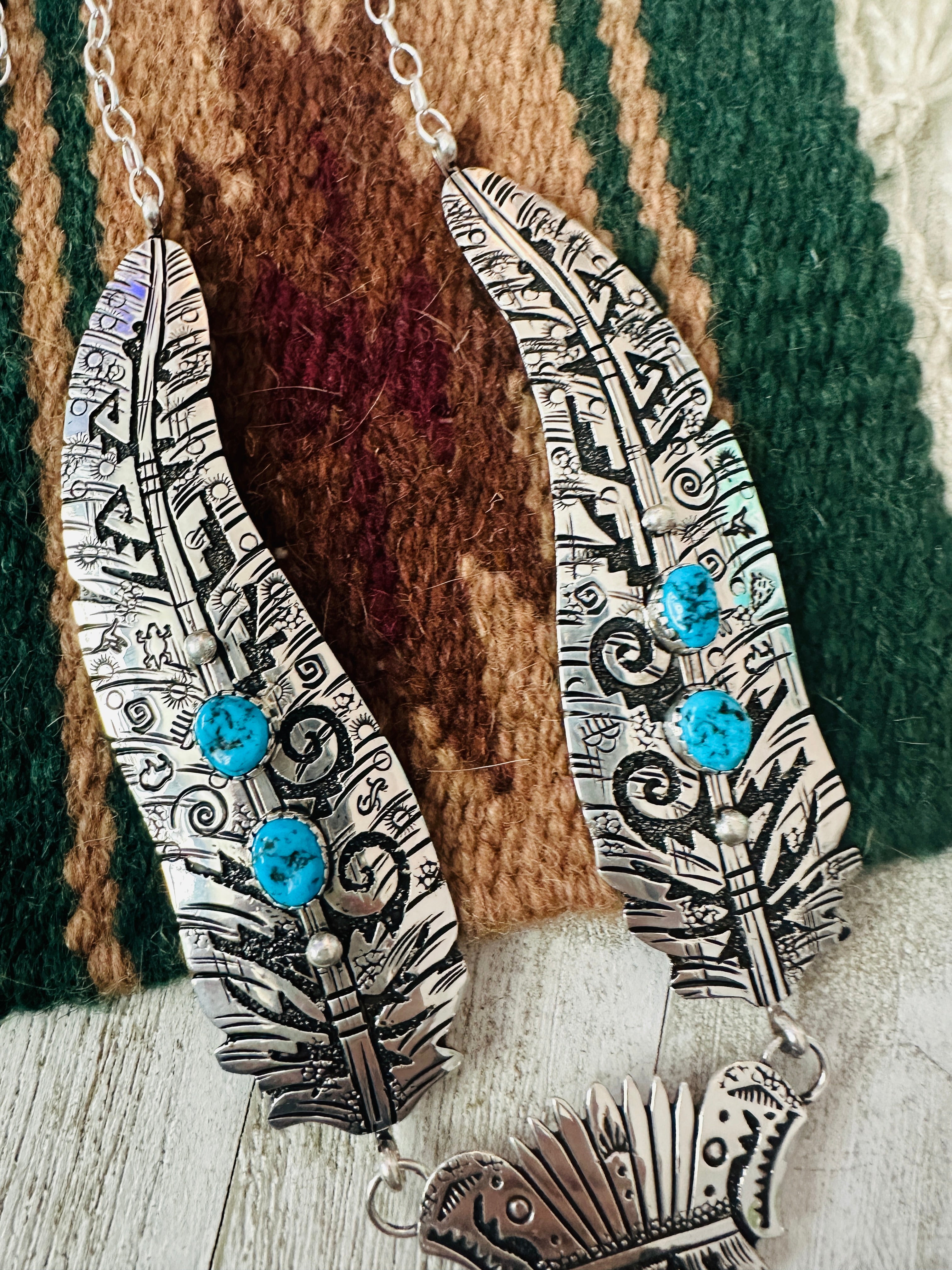Handcrafted Sterling Silver & Turquoise Butterfly Necklace by Richard Singer