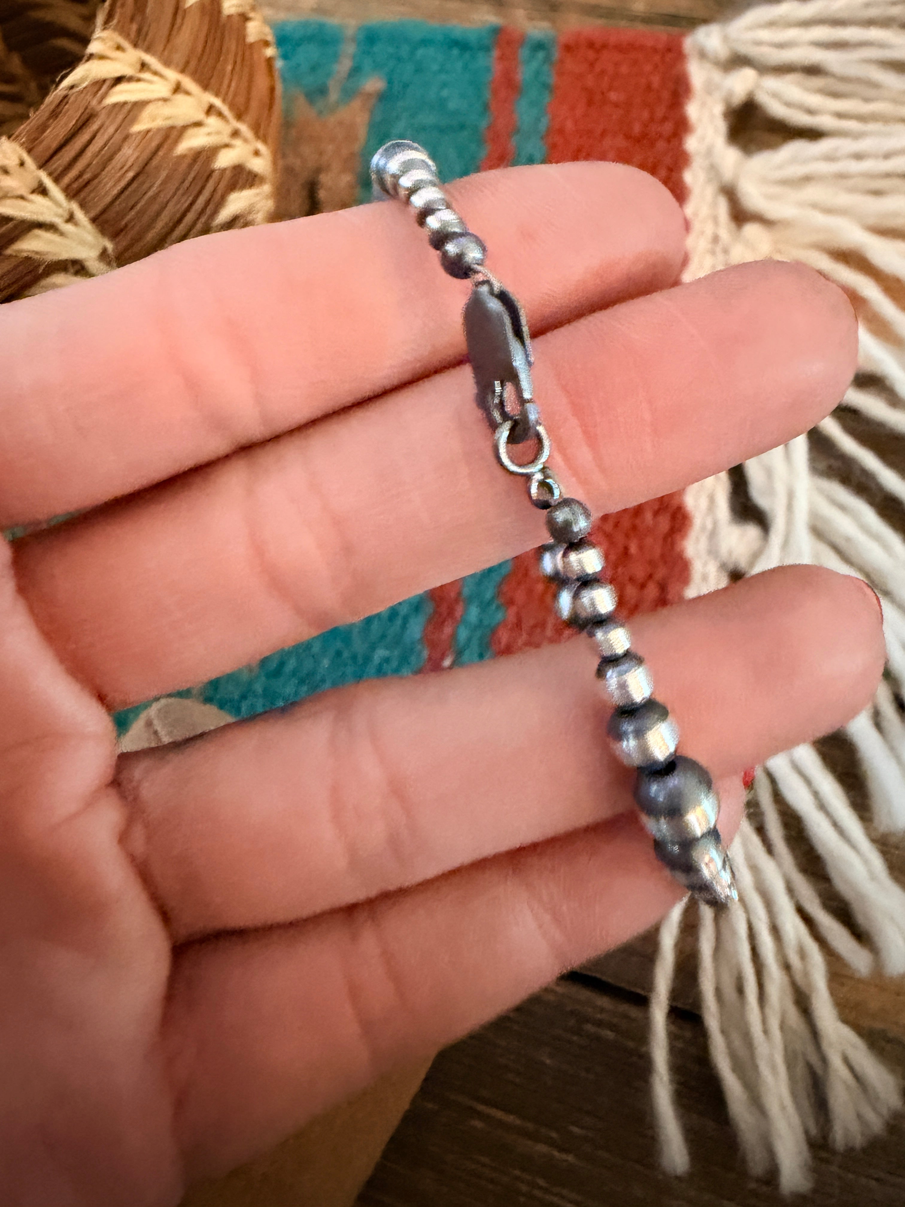 Handcrafted Sterling Silver Pearl Beaded Bracelet