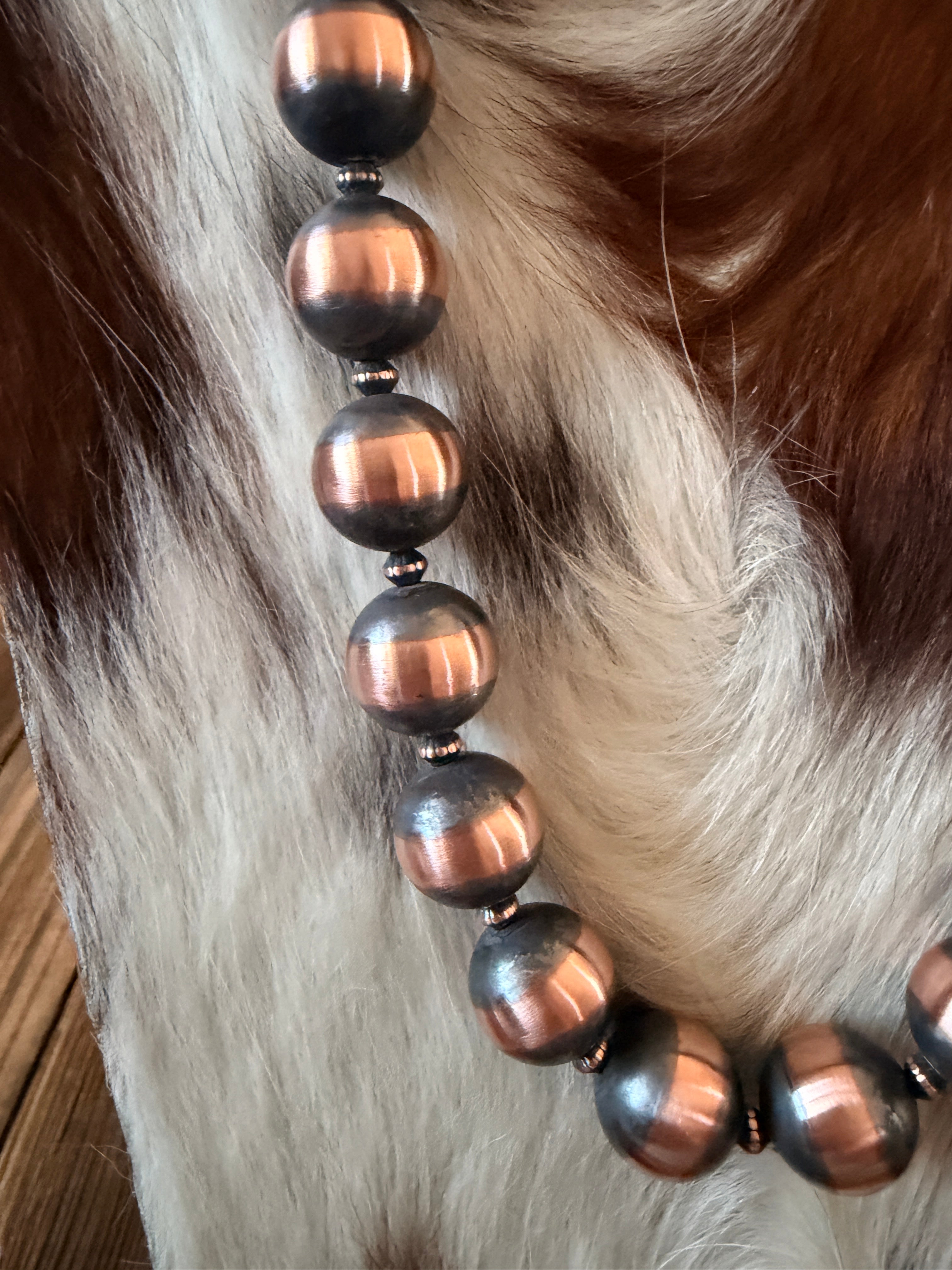 Handcrafted 16mm Copper Beaded Necklace