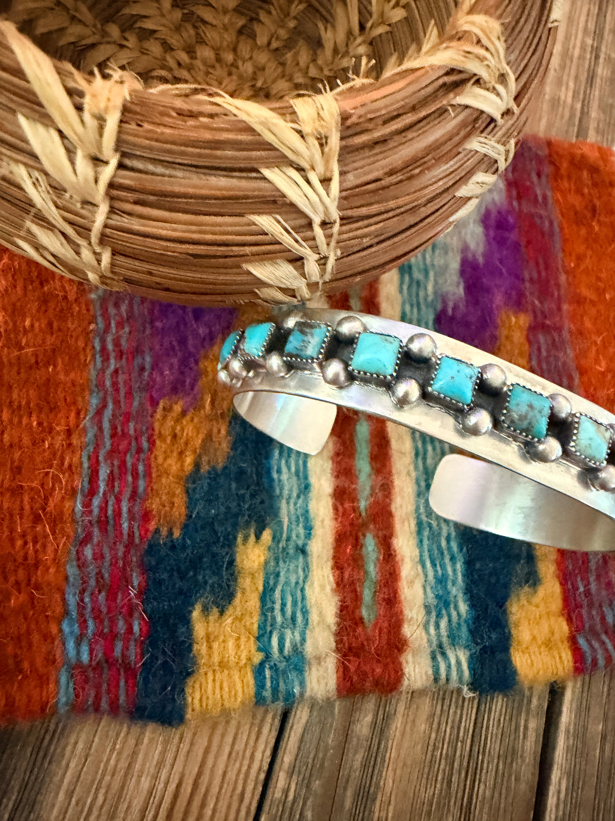 Handcrafted Turquoise & Sterling Silver Cuff Bracelet by Paul Largo