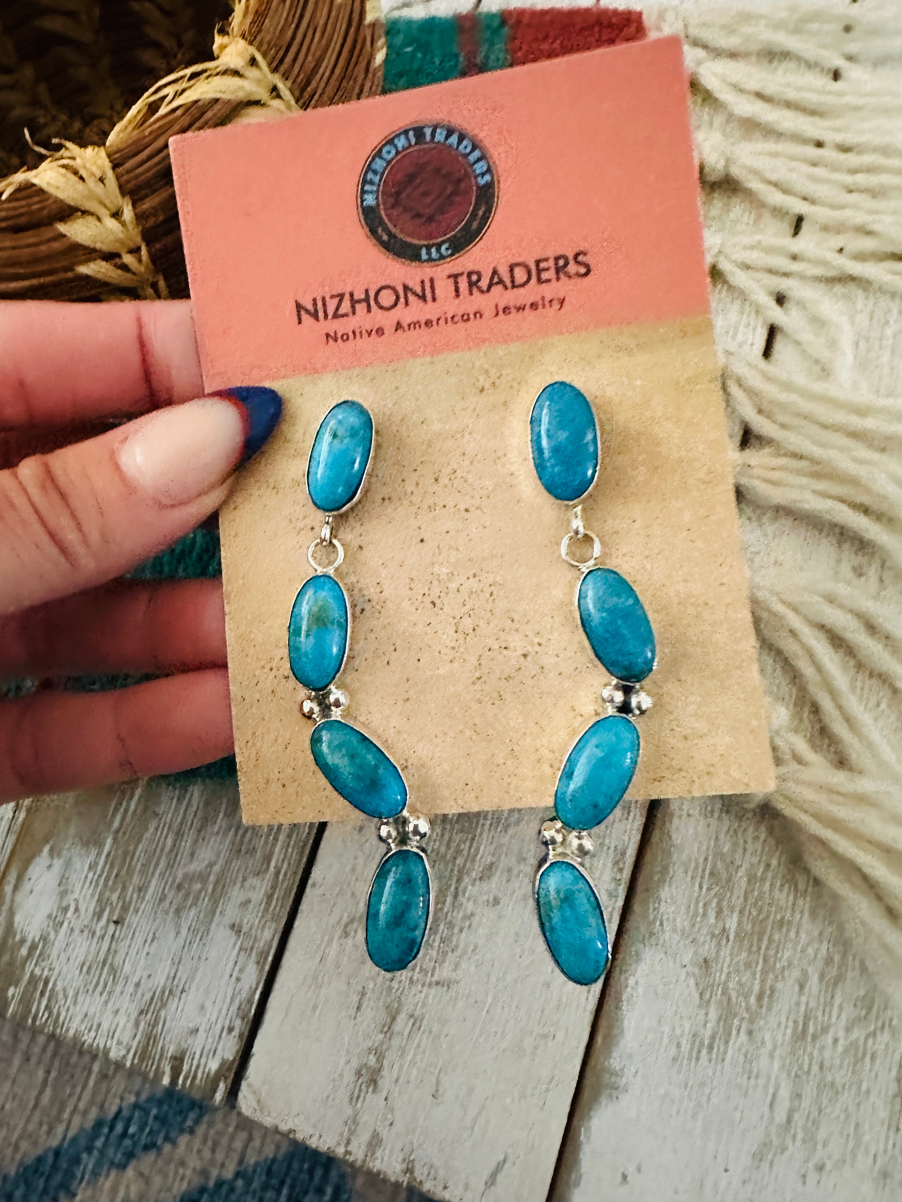 Handcrafted Sterling Silver & Turquoise Dangle Earrings