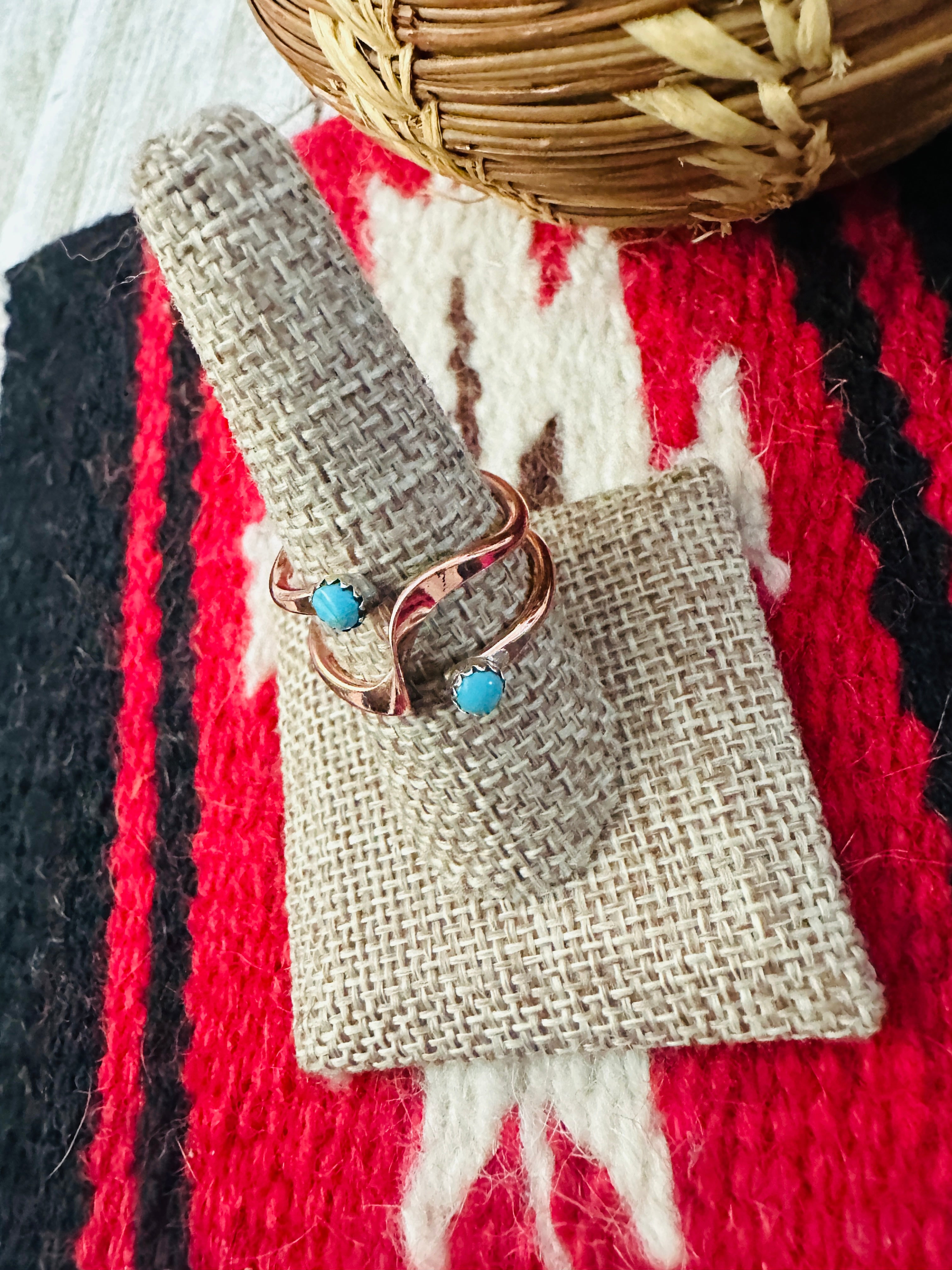 Handcrafted Turquoise & Copper over Sterling Silver Ring