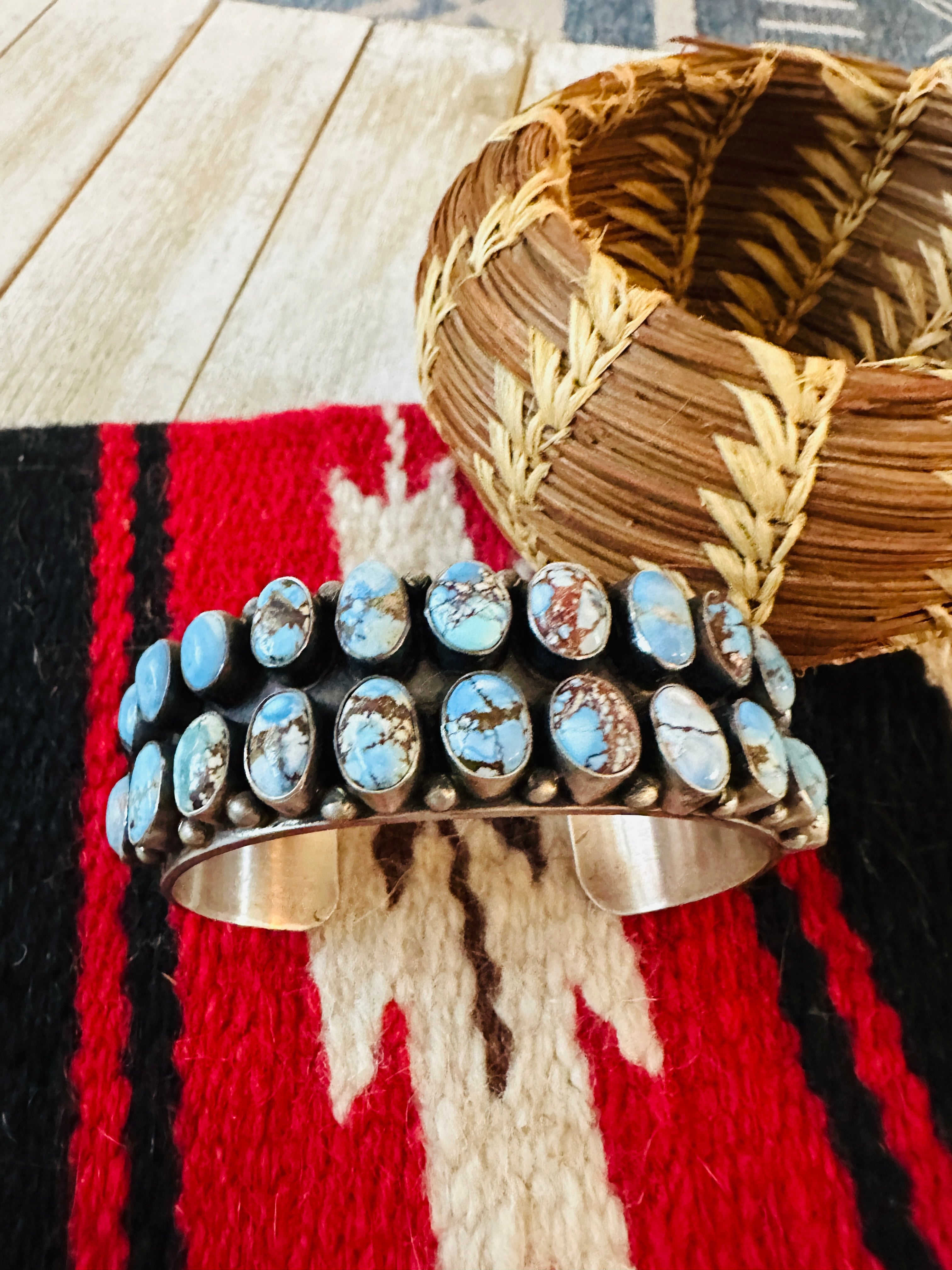 Handcrafted Sterling Silver & Golden Hills Turquoise Cuff Bracelet /