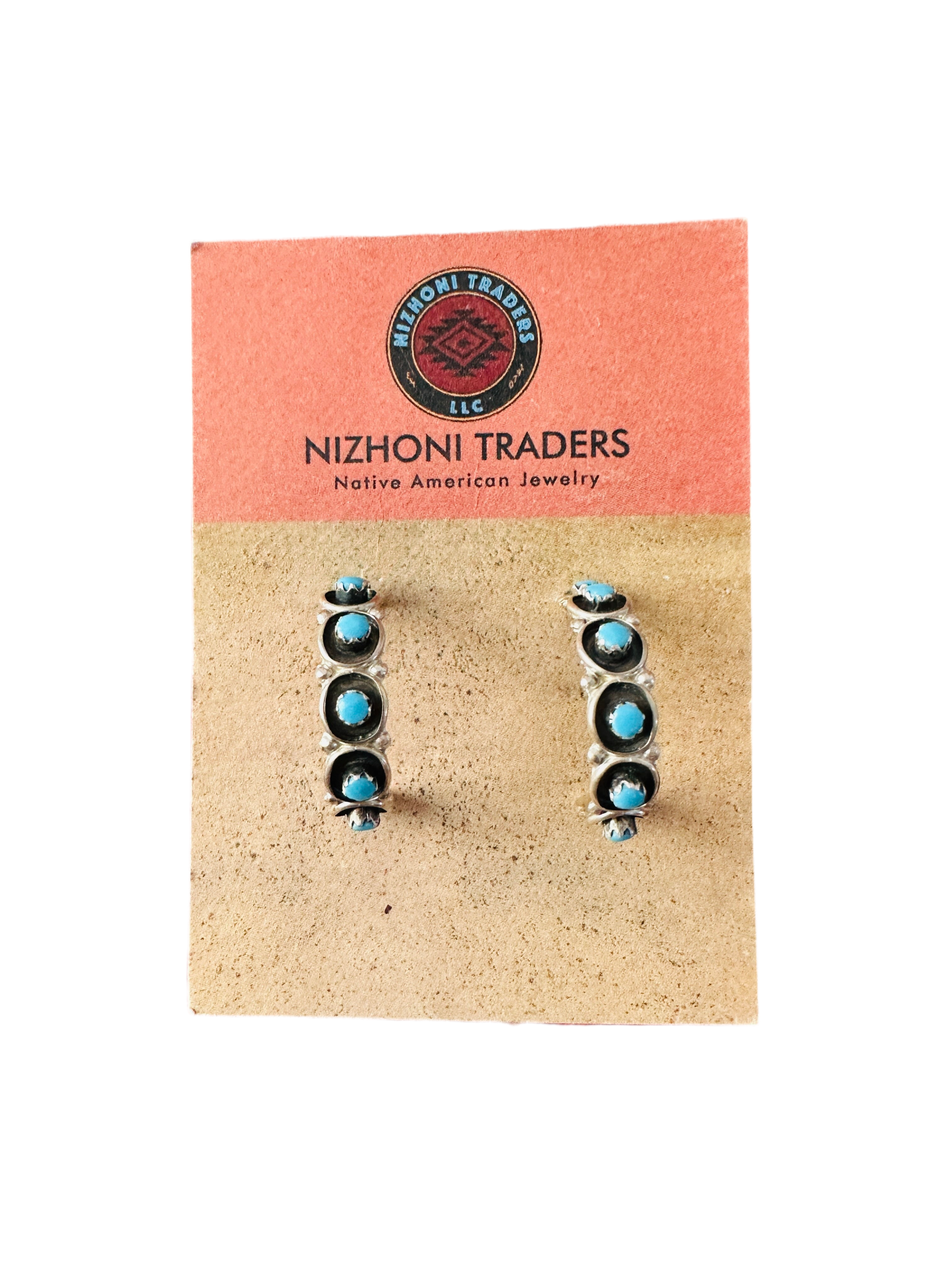 Handcrafted Sterling Silver & Turquoise Snake Eye Hoop Earrings