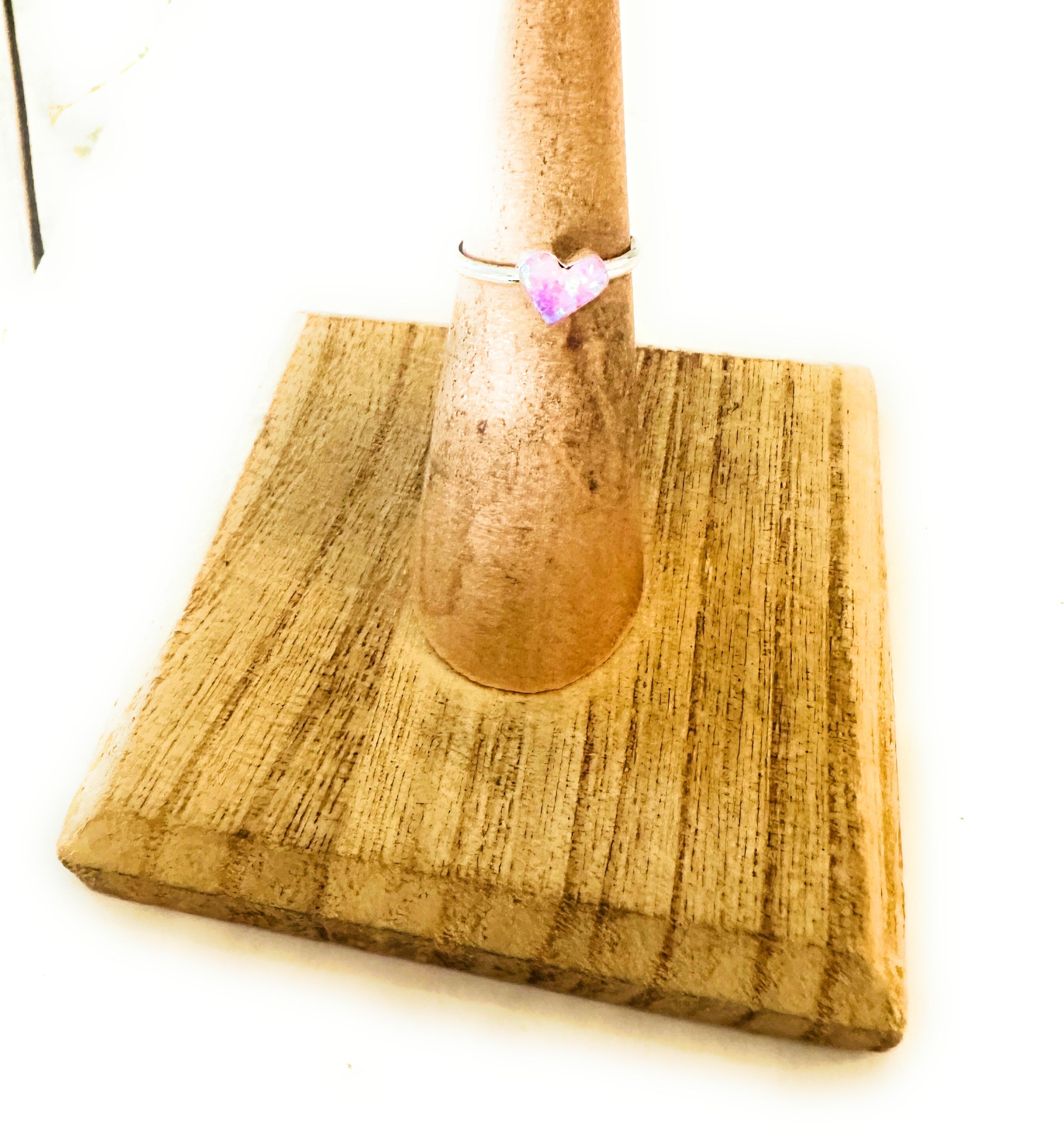 Handcrafted Sterling Silver & Pink Opal Heart Ring