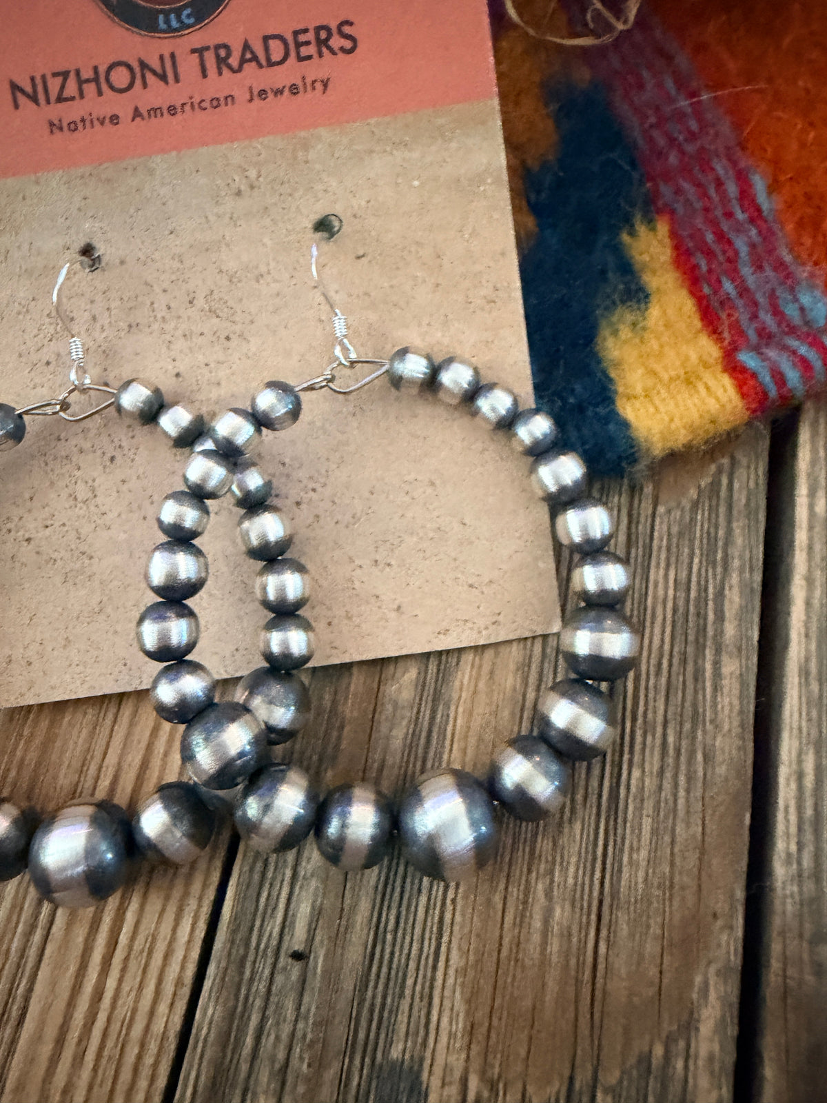 Handcrafted Sterling Silver Pearl Beaded Dangle Hoop Earrings