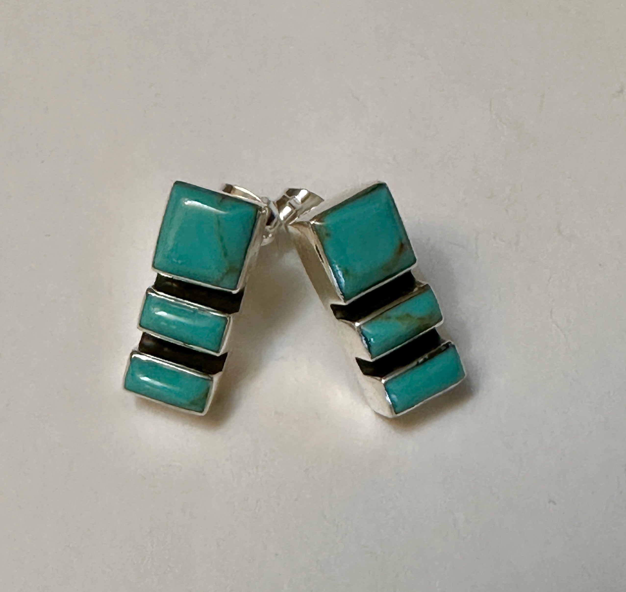 Turquoise Mosaic Sterling Silver Earrings