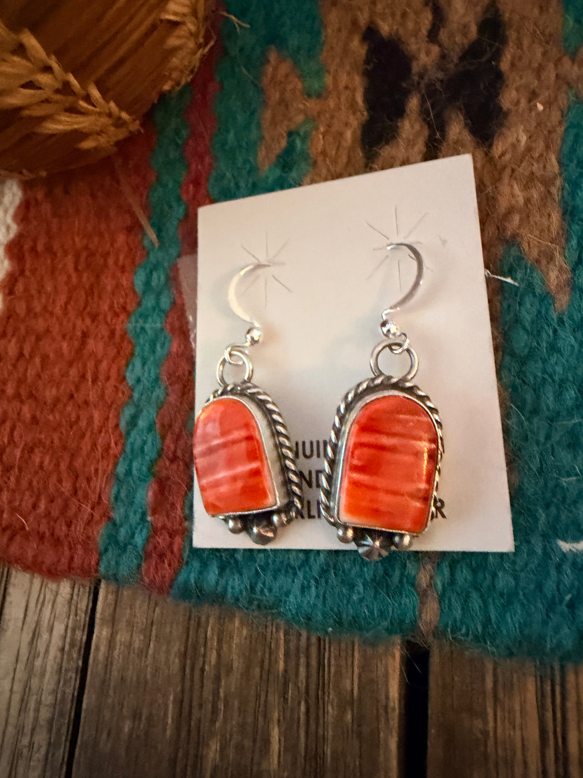 Handcrafted Spiny Oyster & Sterling Silver Dangle Earrings