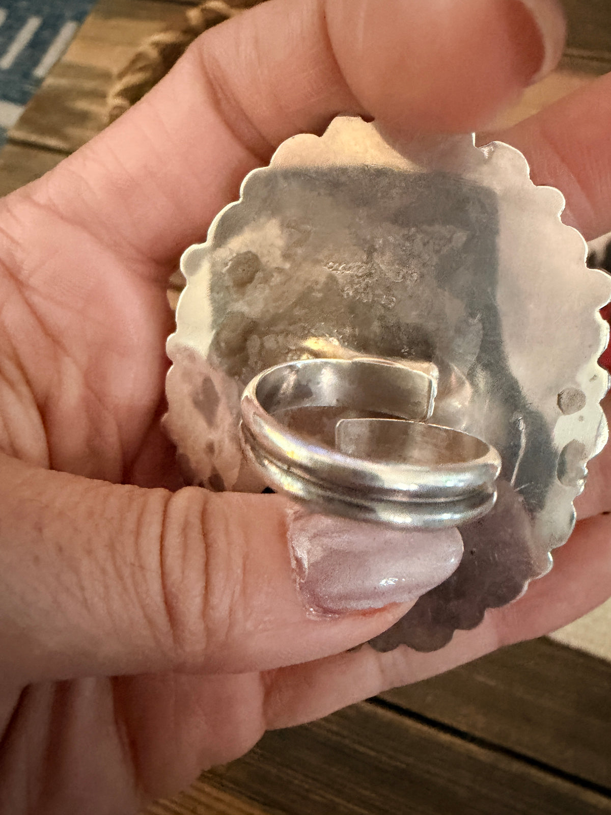 Handcrafted Kingman Turquoise & Sterling Silver Cluster Adjustable Ring