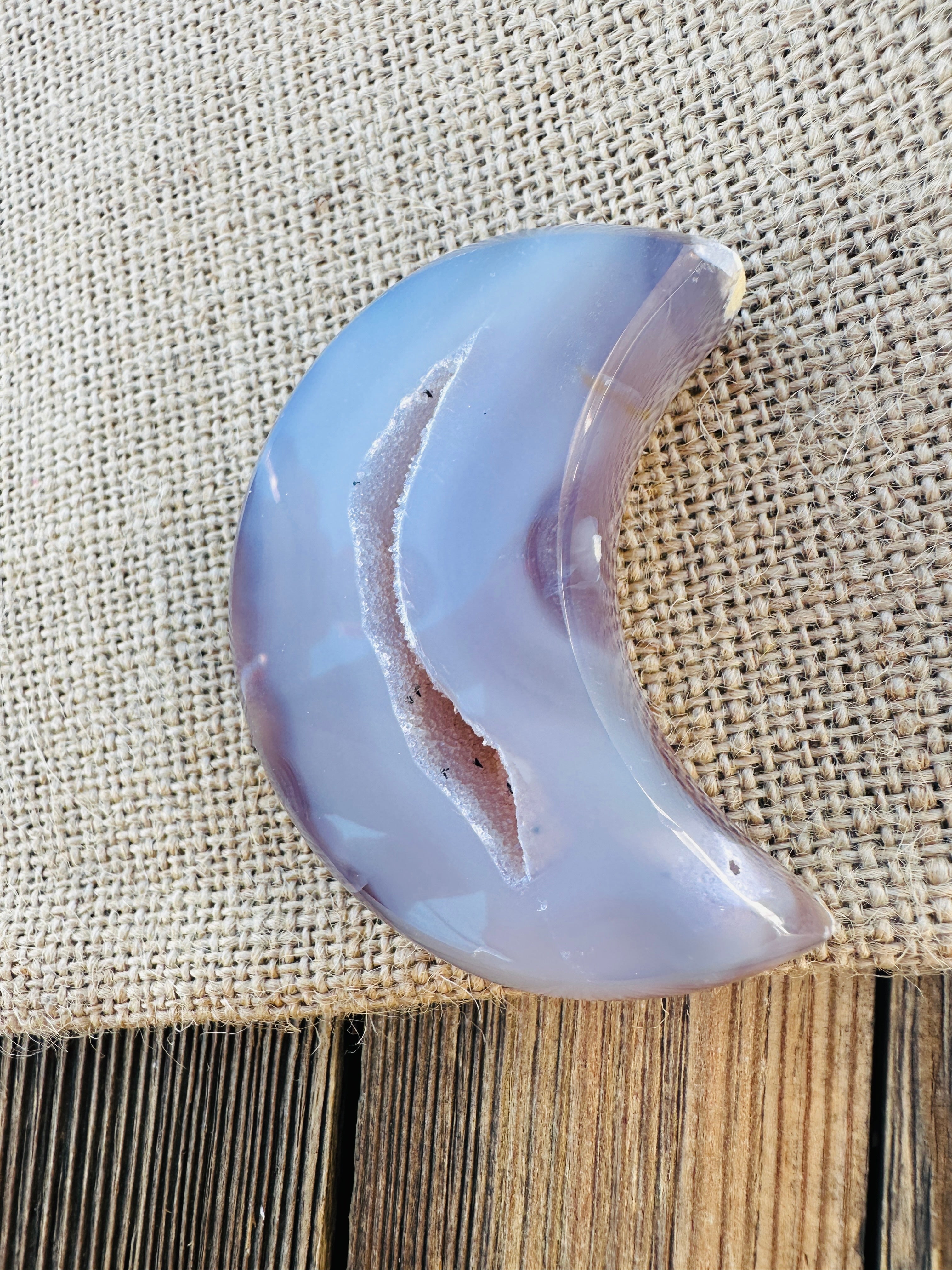 ✨ Nizhoni Crystals ✨ Polished Agate Crescent Moon