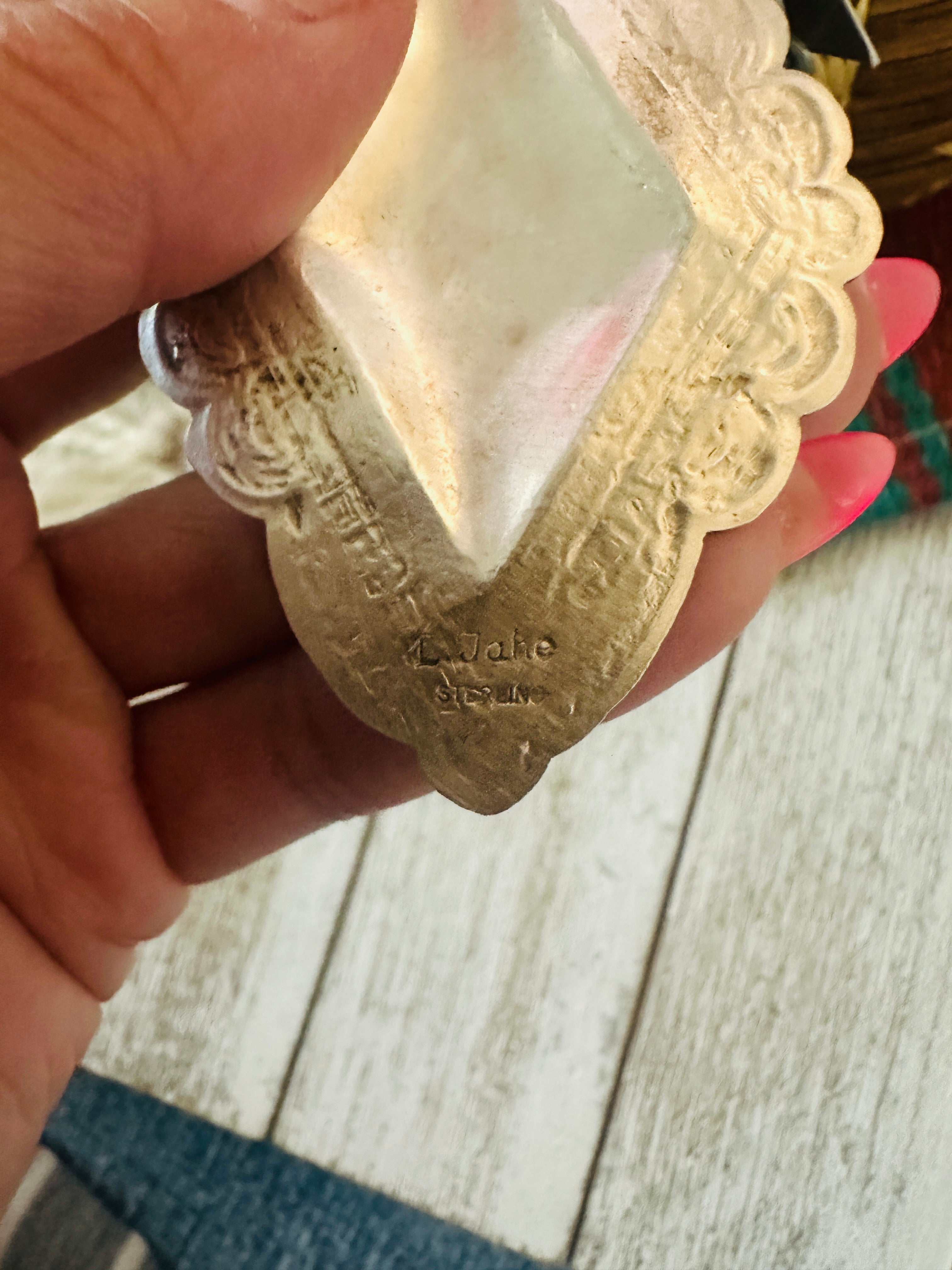 Handcrafted Sterling Silver Concho Dangle Earrings by Leander Tahe